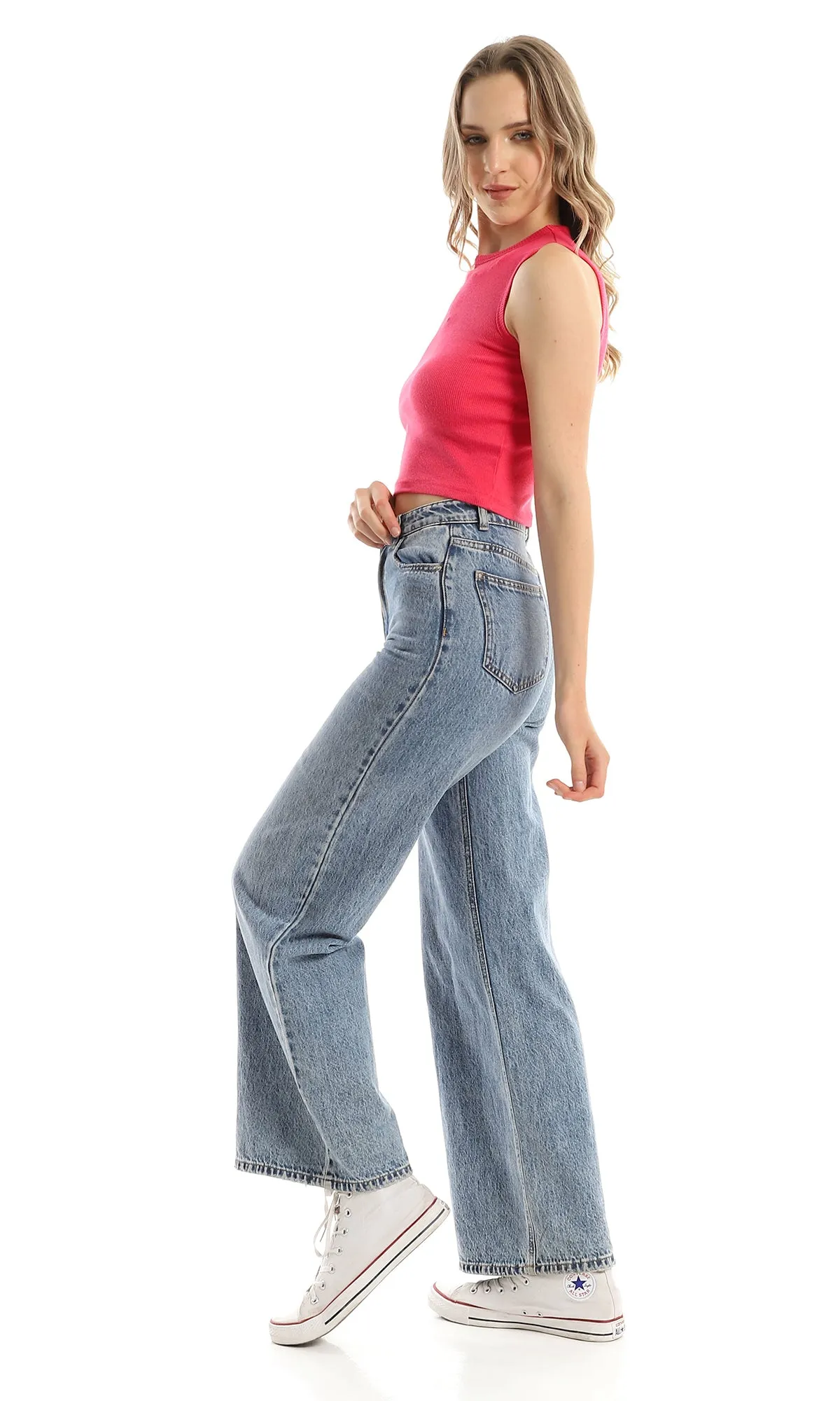 97226 Round Neck Slip On Trendy Cropped Tank Top