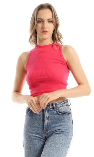 97226 Round Neck Slip On Trendy Cropped Tank Top