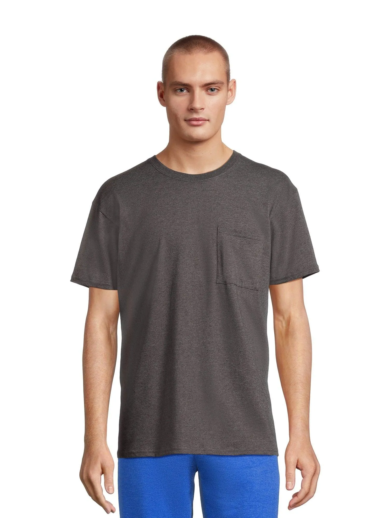 Athletic Works Men's and Big Men's Cotton Pocket Tee, Sizes XS-5XL