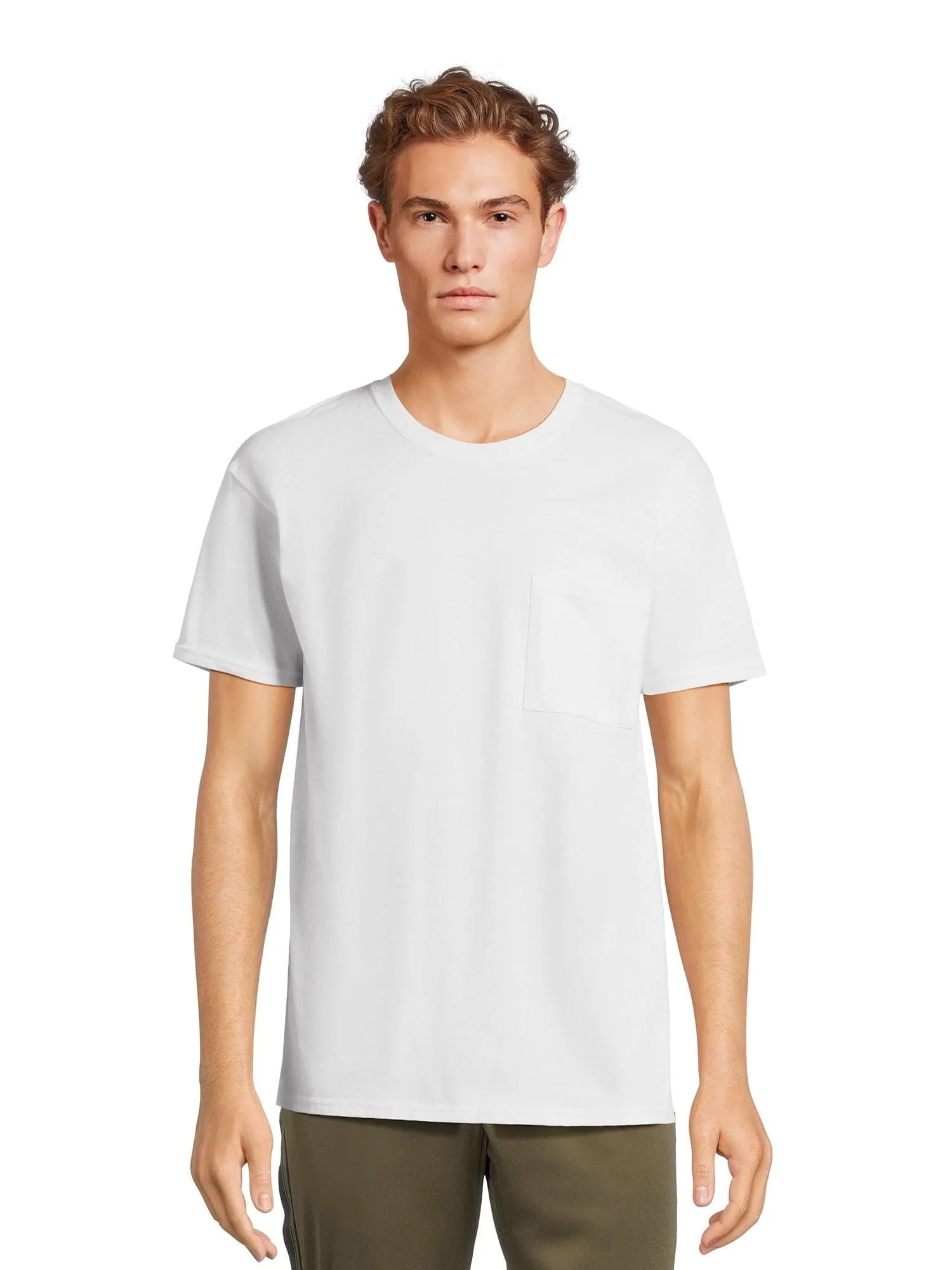 Athletic Works Men's and Big Men's Cotton Pocket Tee, Sizes XS-5XL