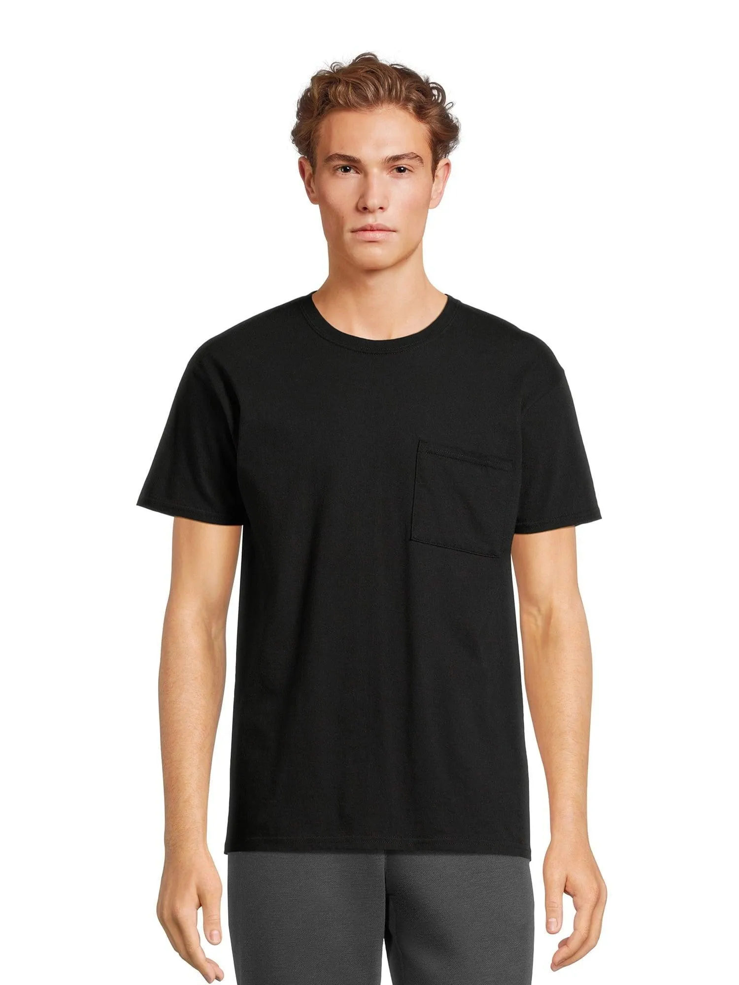 Athletic Works Men's and Big Men's Cotton Pocket Tee, Sizes XS-5XL