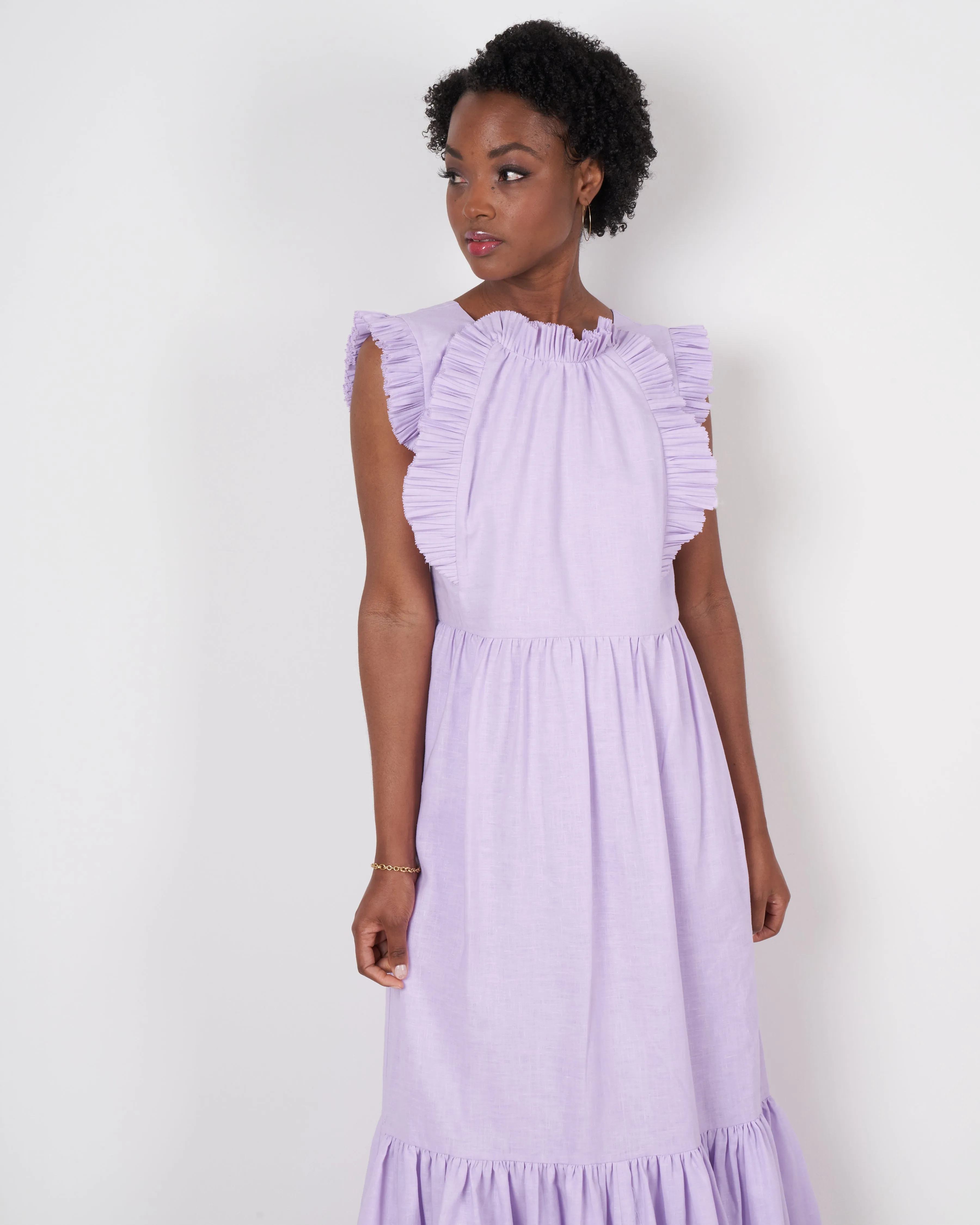bailey broomstick pleated maxi dress - lilac