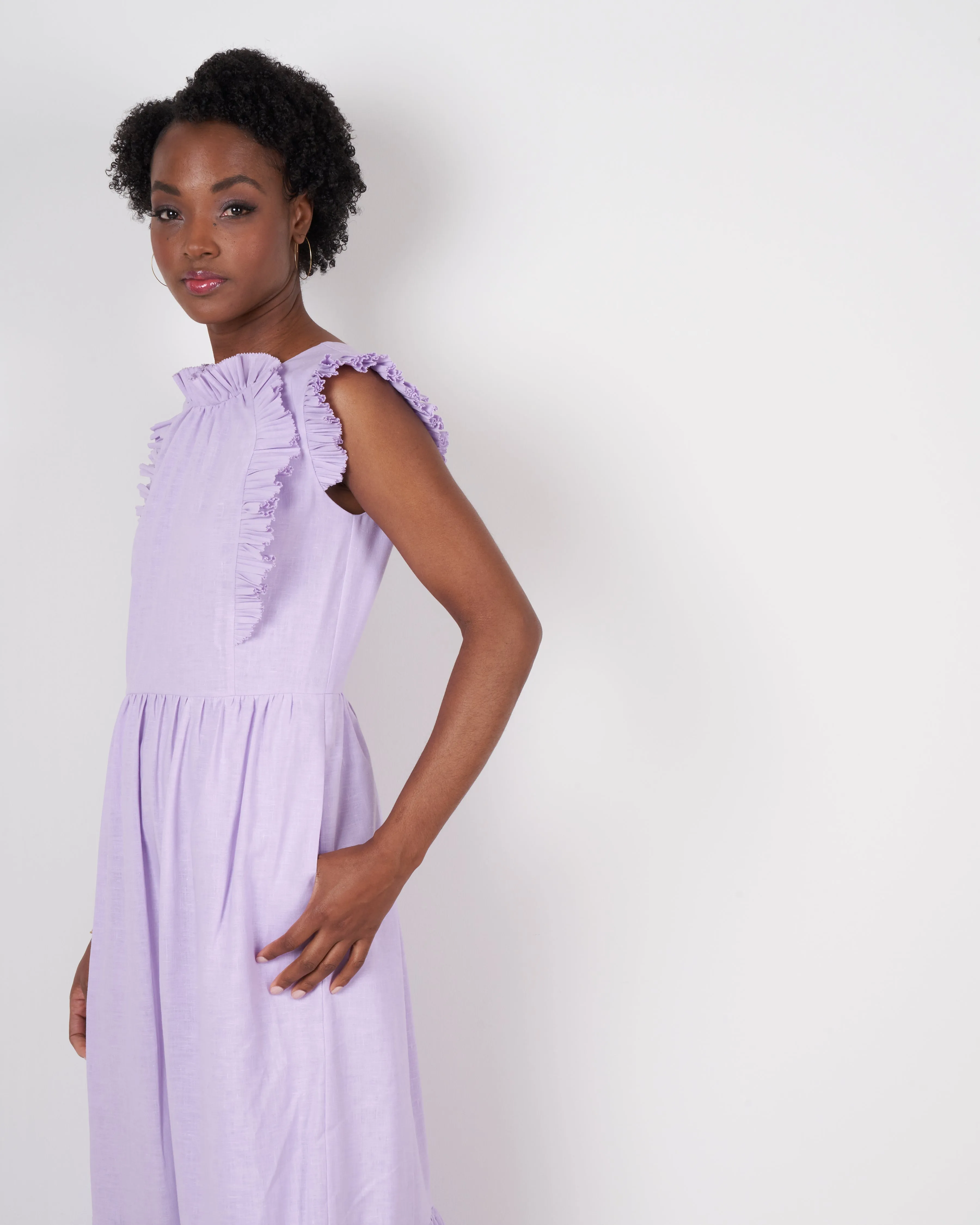 bailey broomstick pleated maxi dress - lilac