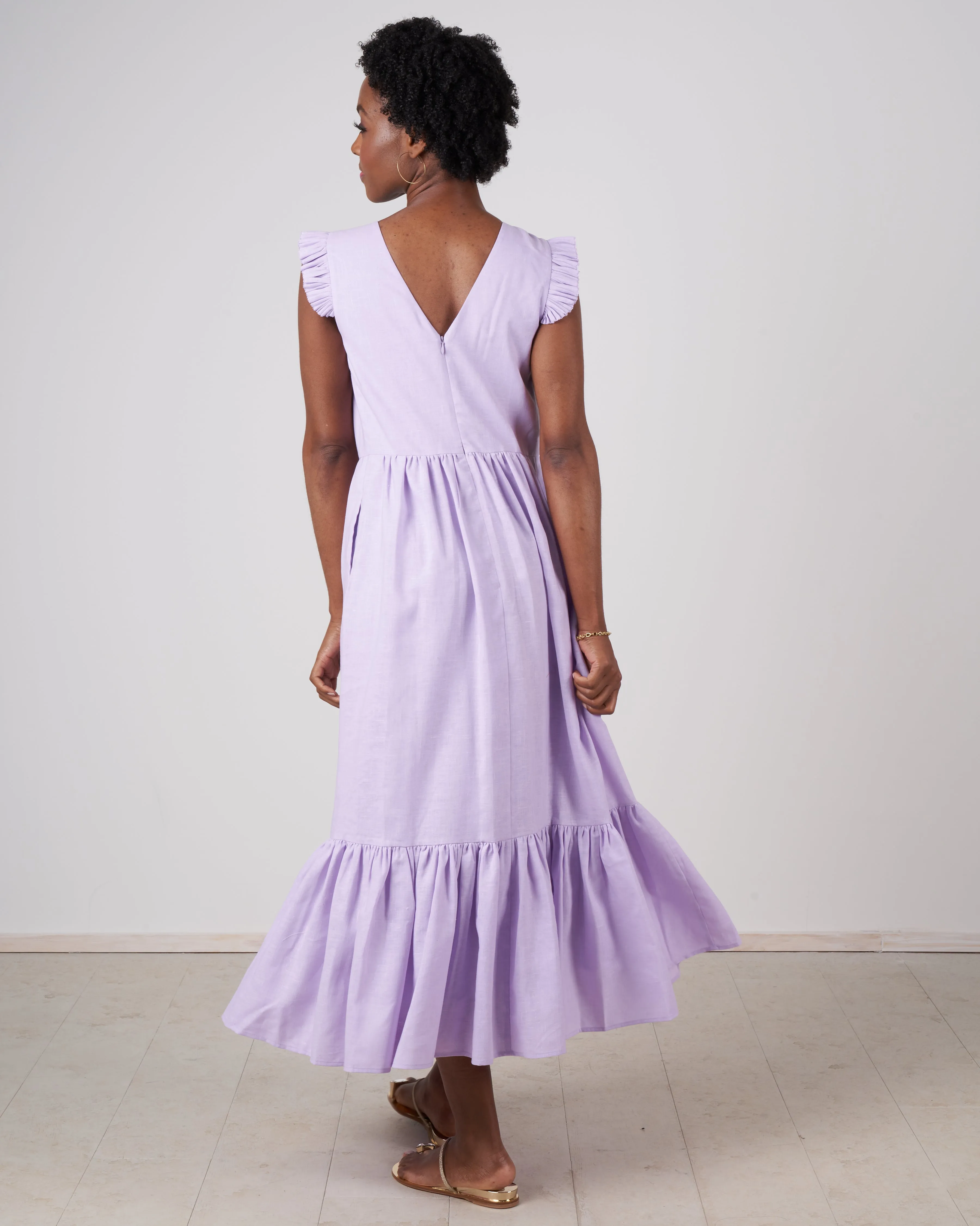 bailey broomstick pleated maxi dress - lilac