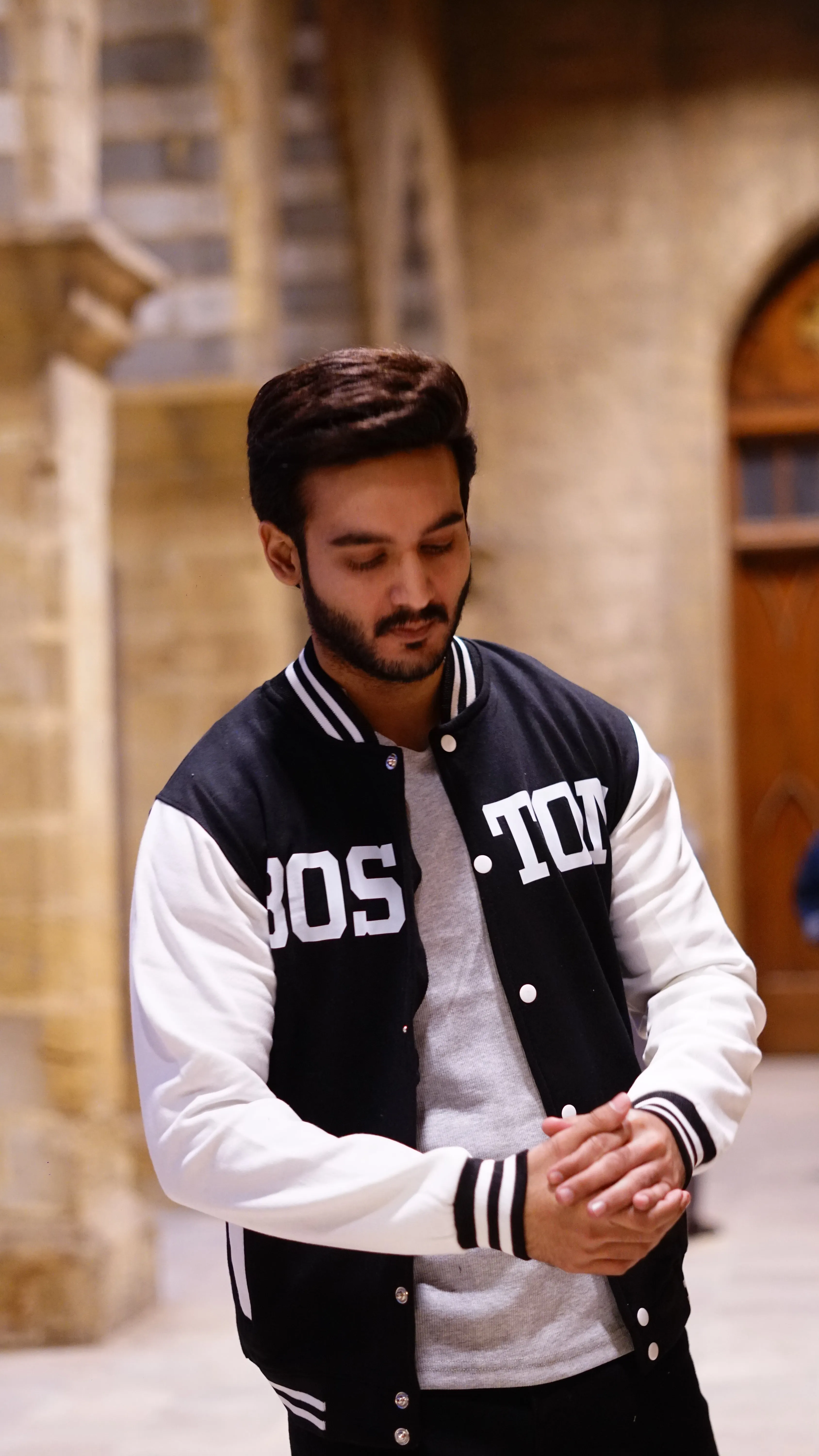Black & White Boston Printer Baseball Jacket | Trendy & Comfortable Sportswear