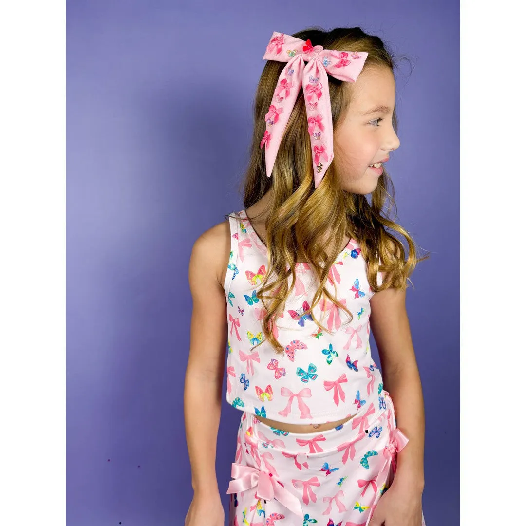 Bow and Butterfly Two-Piece Athletic Tank and Skort Set