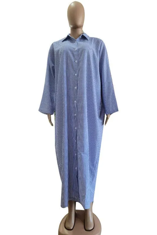 BY089 Button Down Maxi Shirt Dress