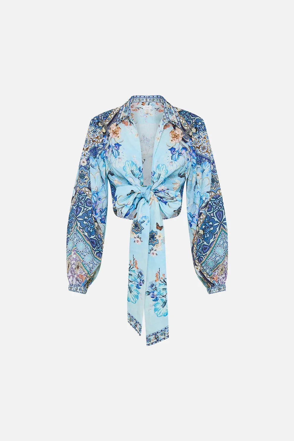 CAMILLA AL MANIAL PALACE MEMOIRS CROPPED WRAP SHIRT