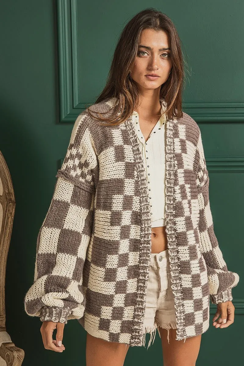 Check Chunky Cardigan