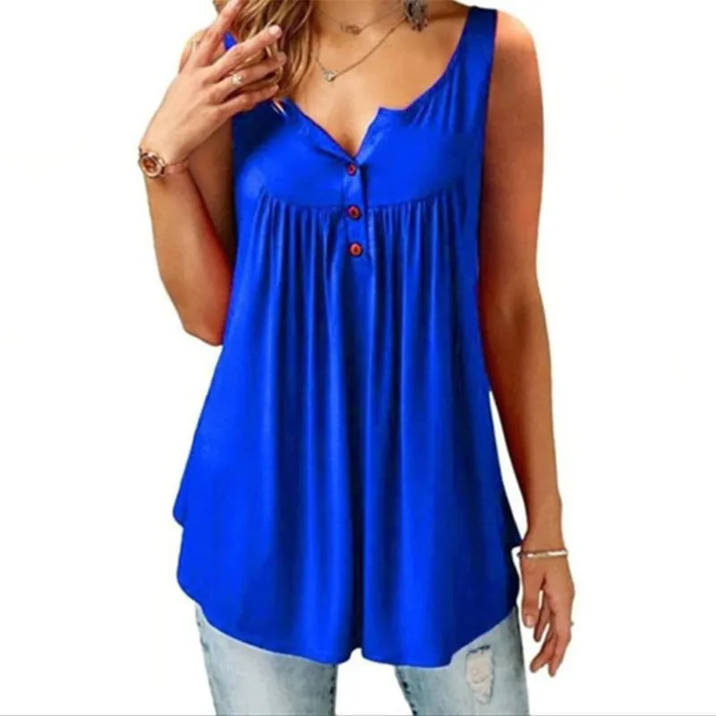 Comfy Loose Button Sleeveless Tank Top