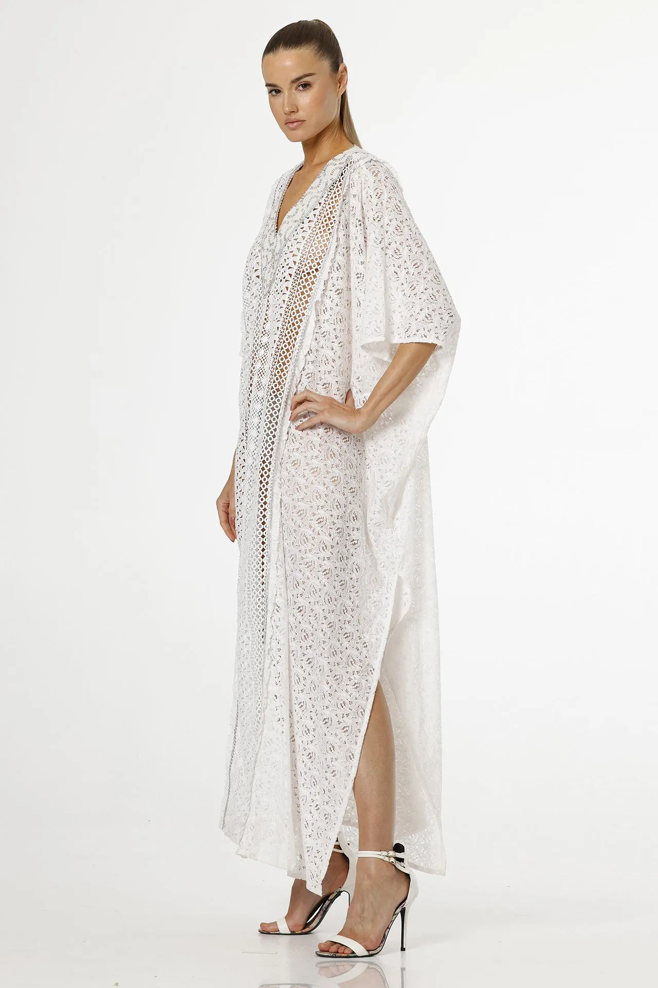 Cotton Kaftan Dress in White