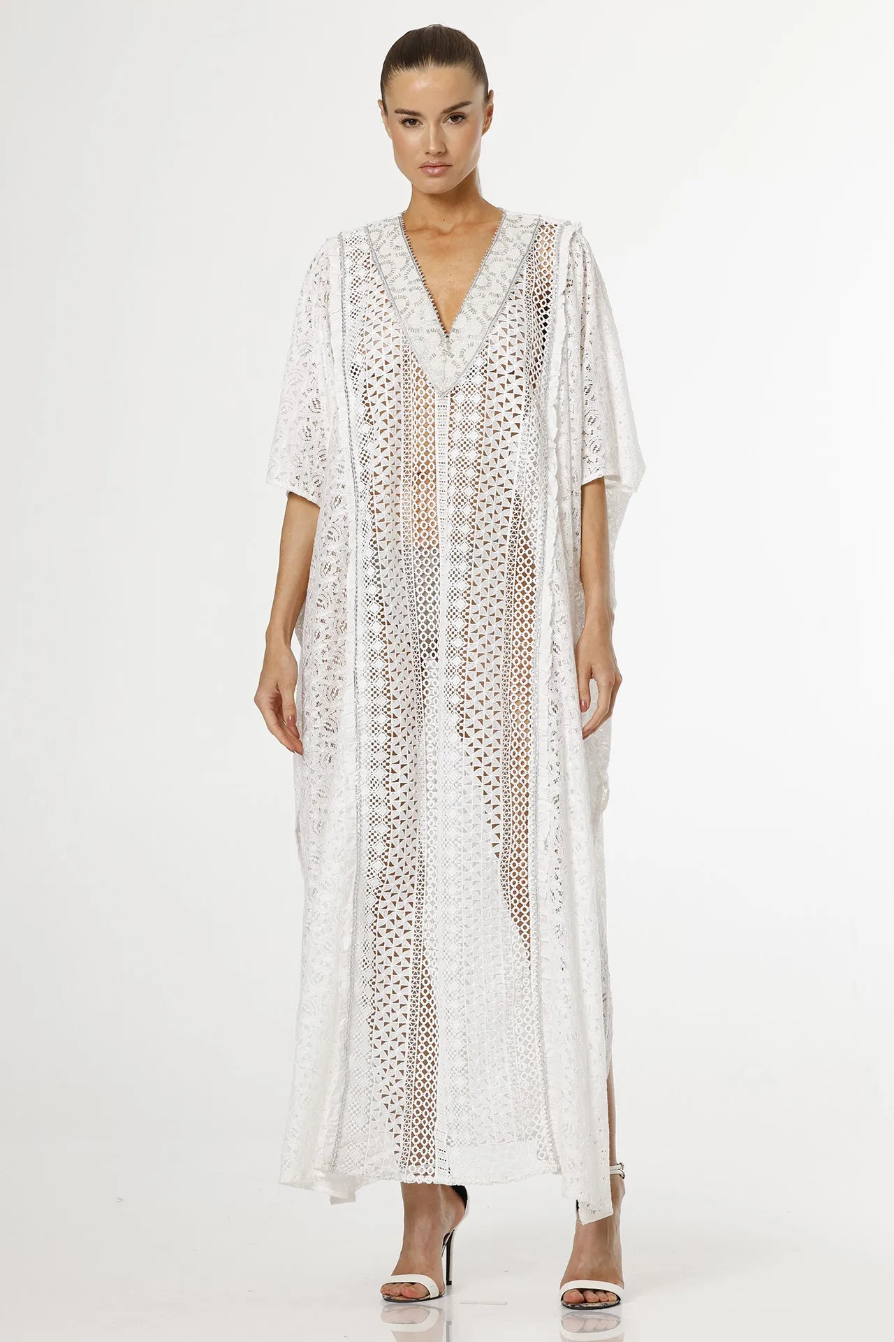 Cotton Kaftan Dress in White