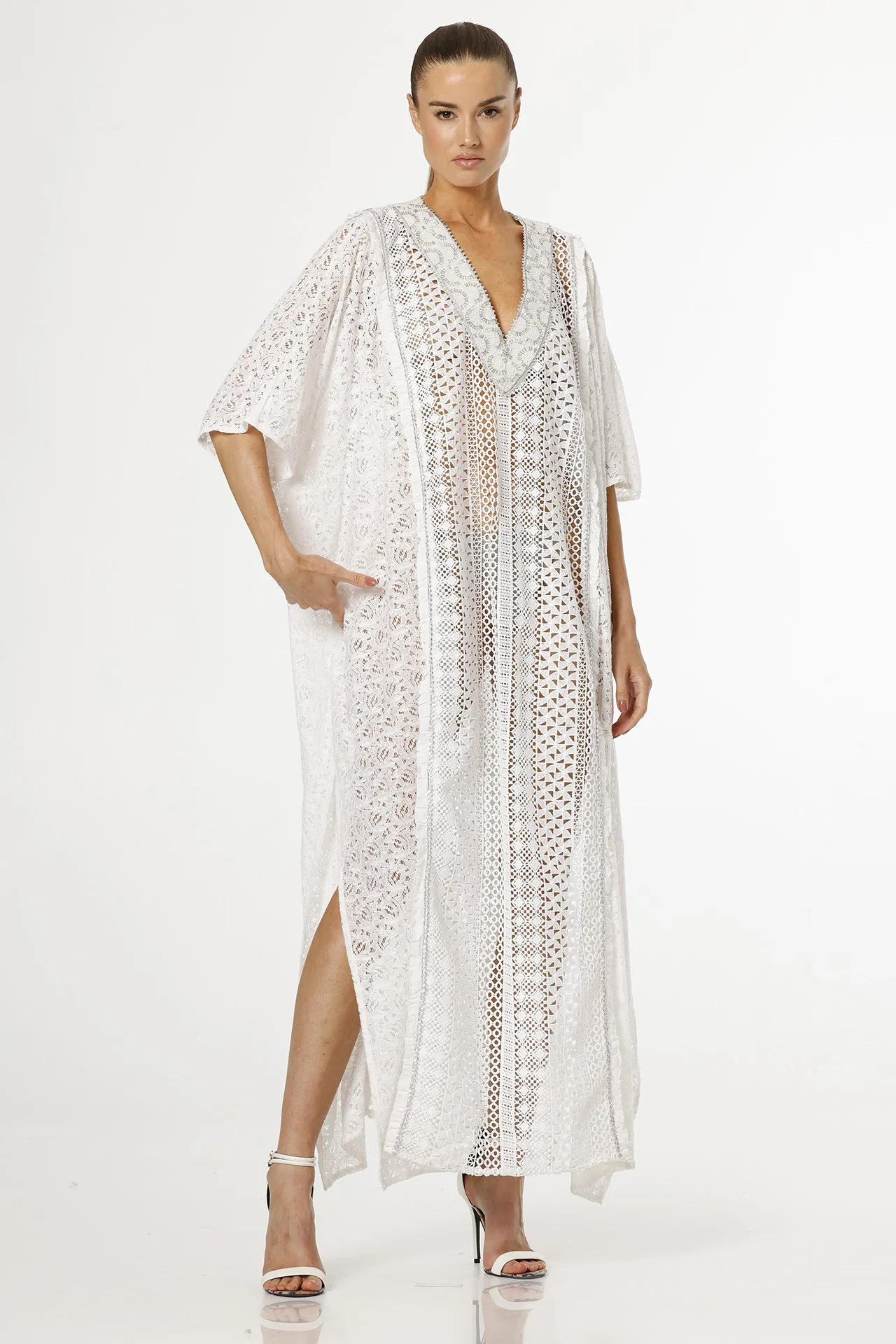 Cotton Kaftan Dress in White