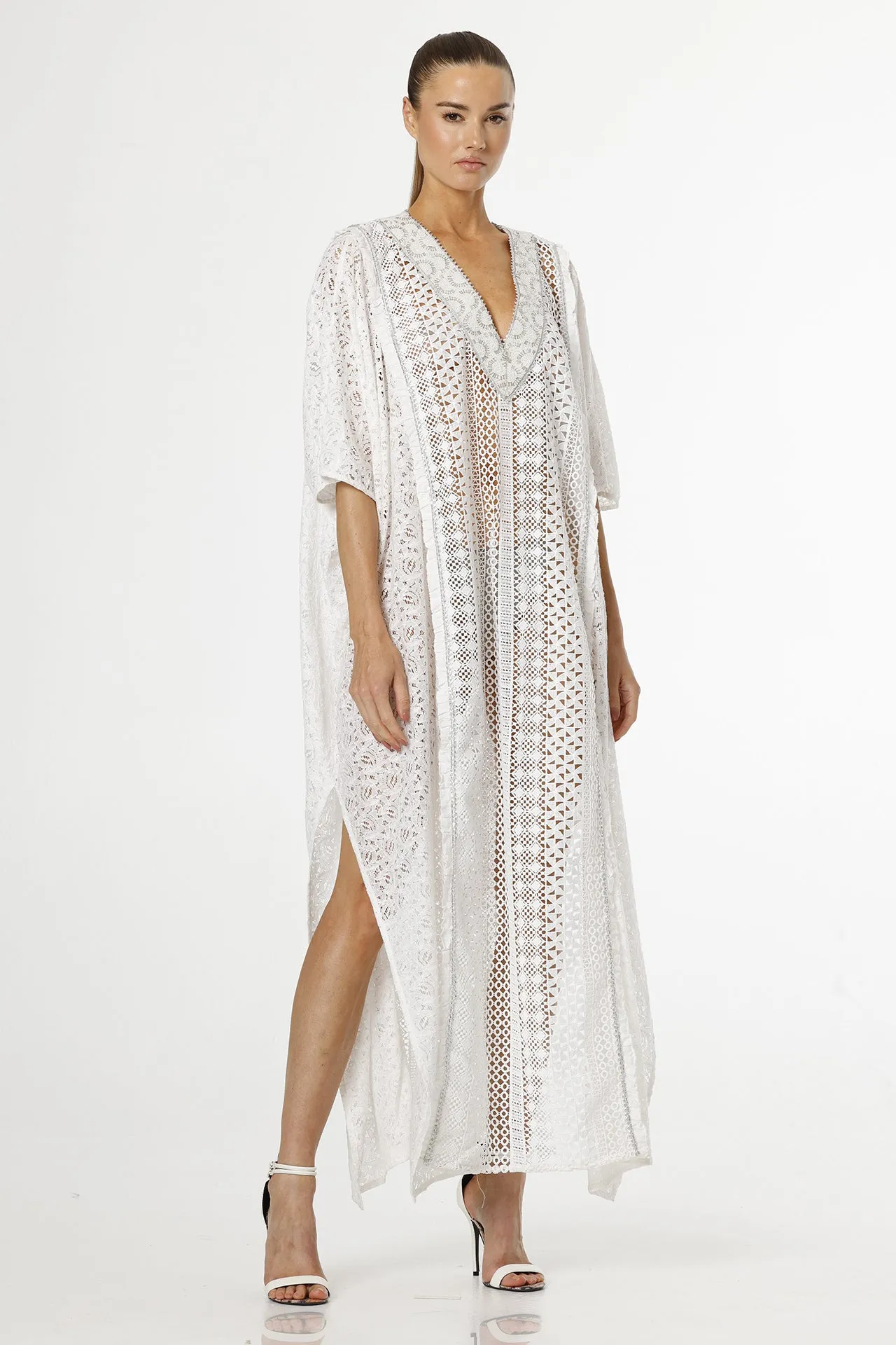 Cotton Kaftan Dress in White