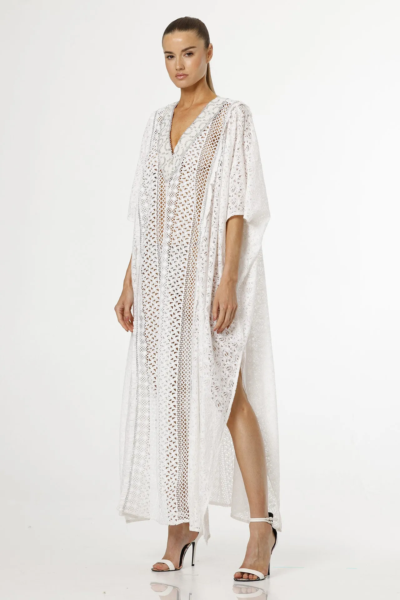 Cotton Kaftan Dress in White
