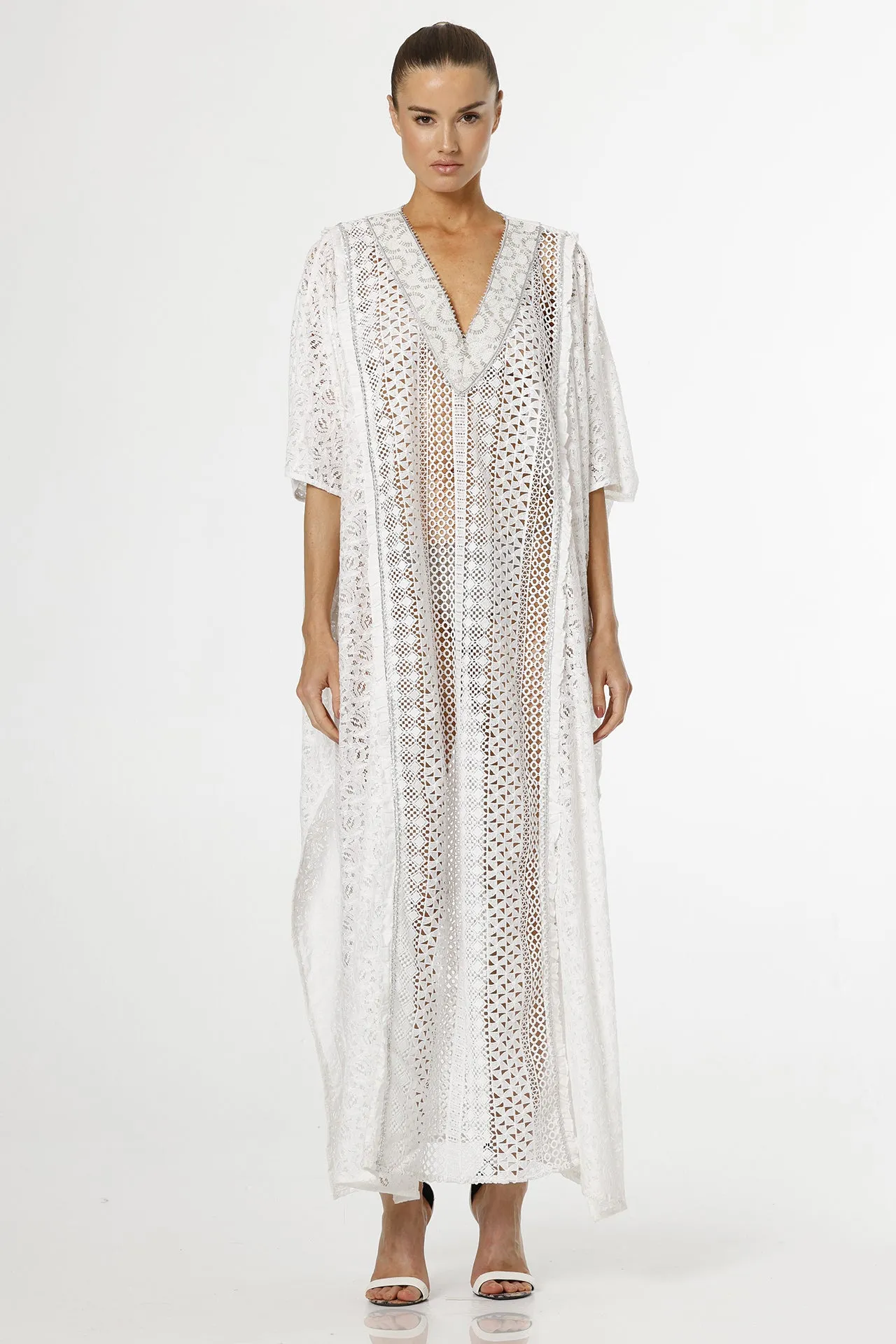Cotton Kaftan Dress in White
