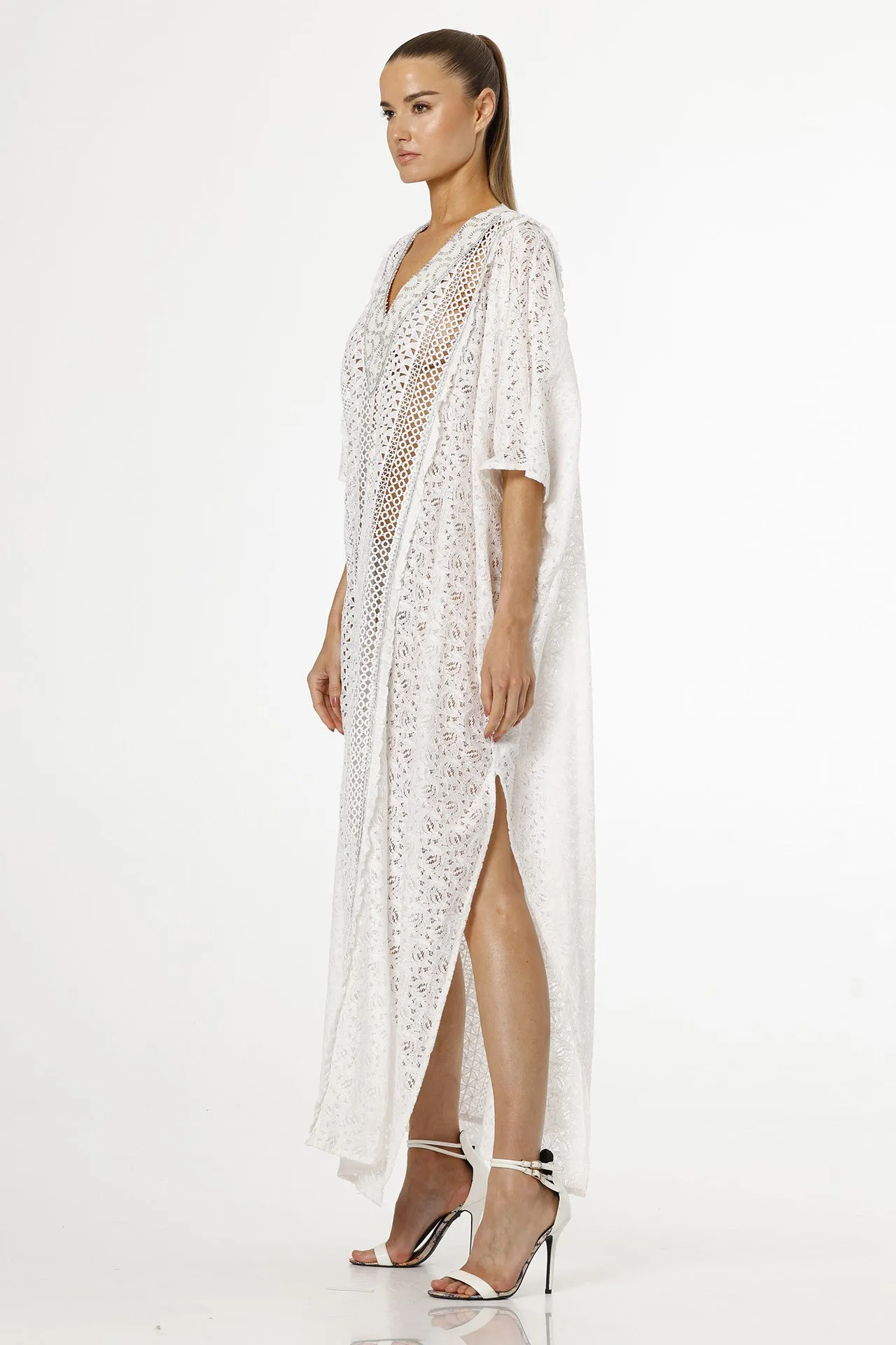Cotton Kaftan Dress in White
