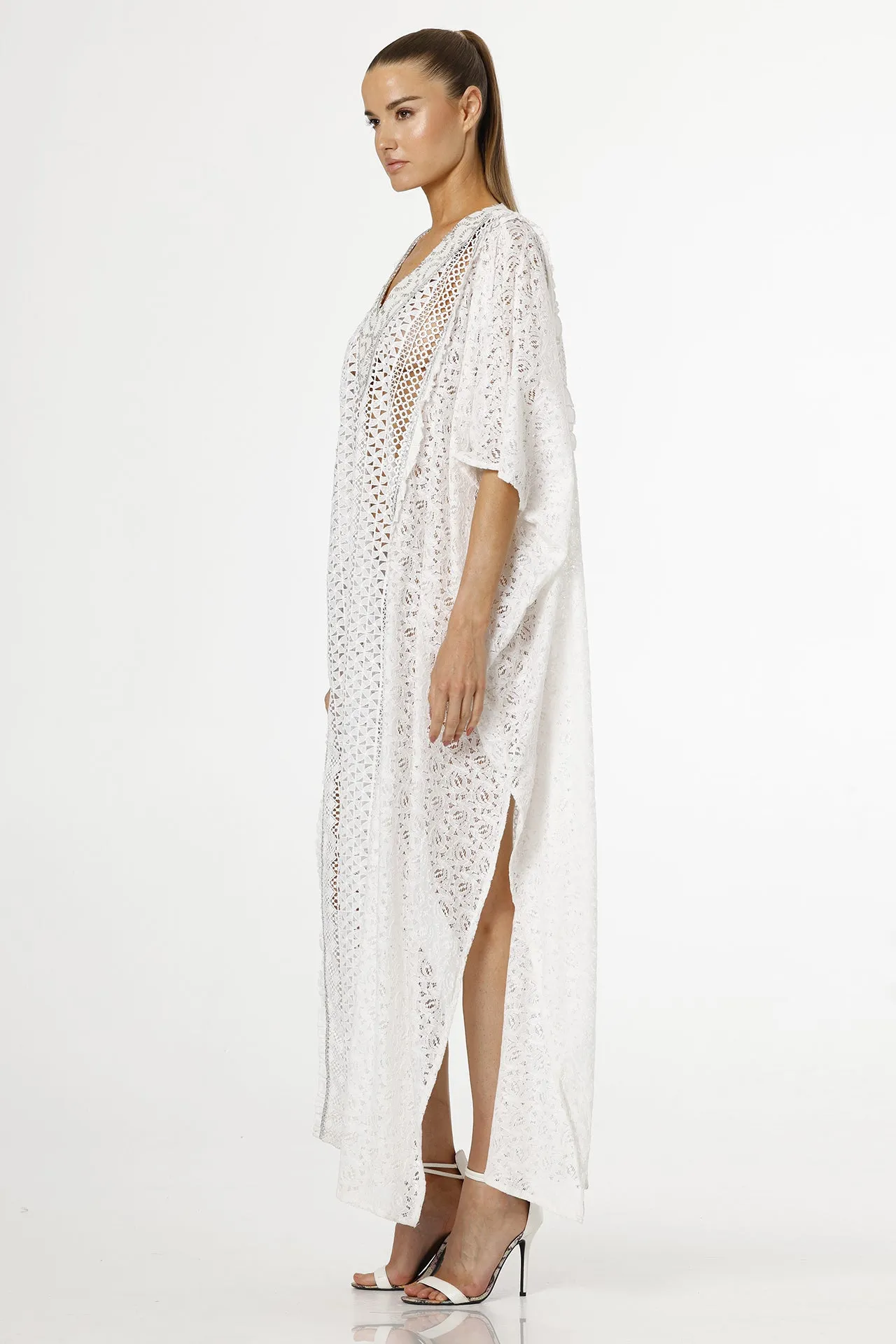 Cotton Kaftan Dress in White