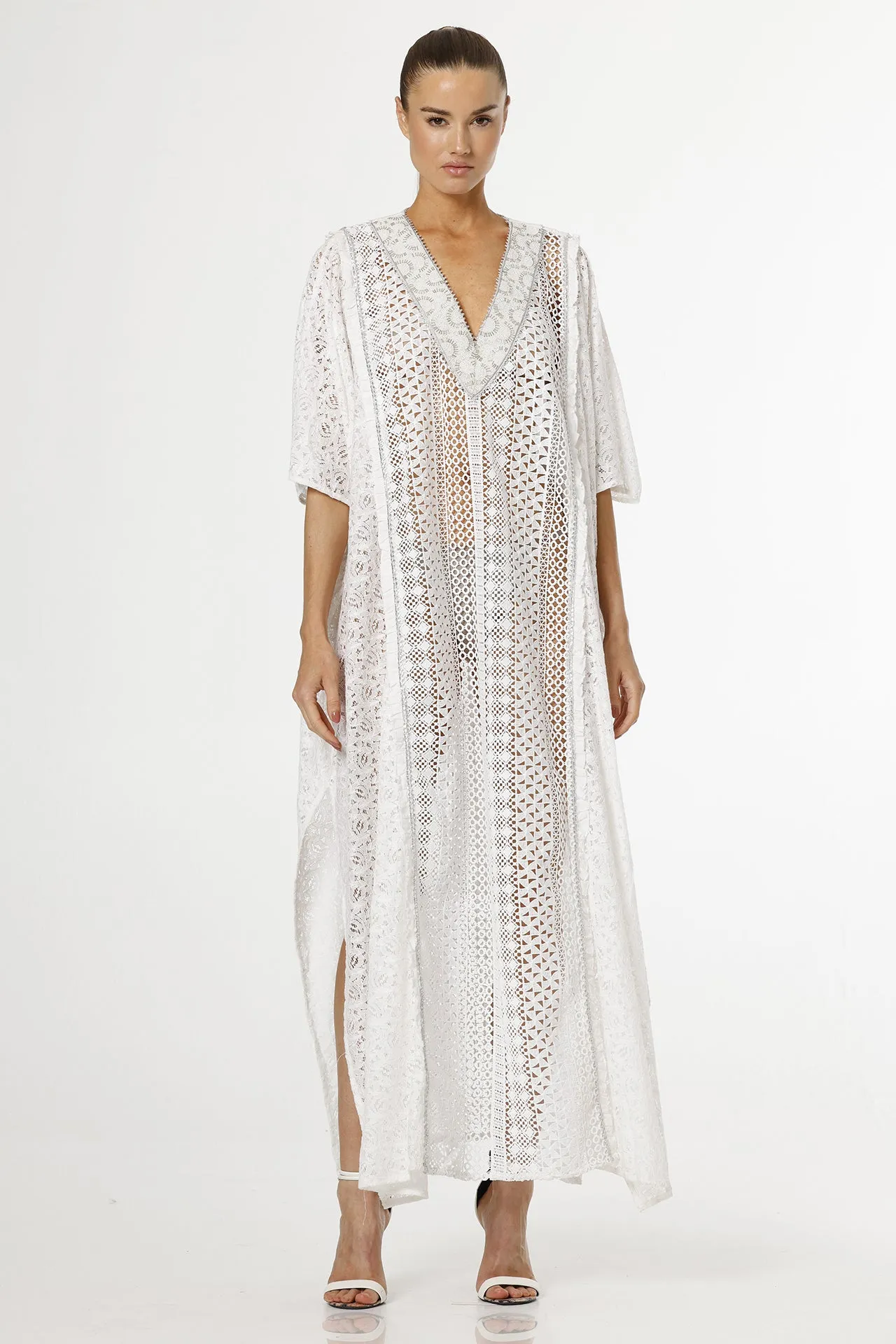 Cotton Kaftan Dress in White