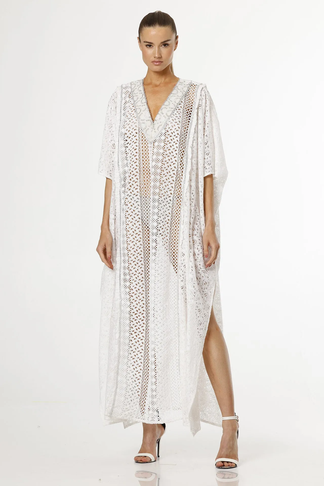 Cotton Kaftan Dress in White