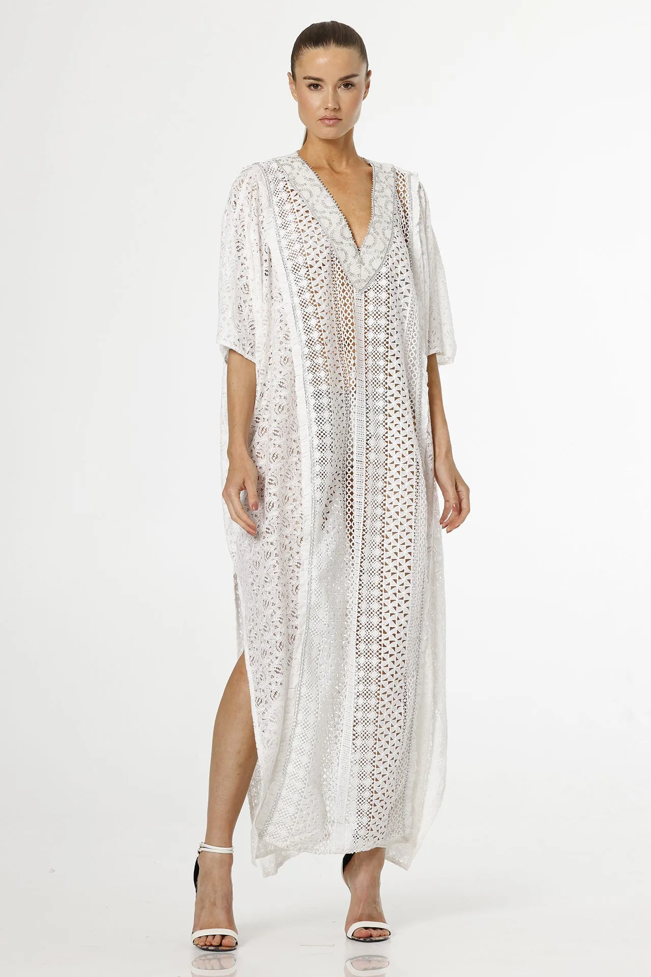 Cotton Kaftan Dress in White