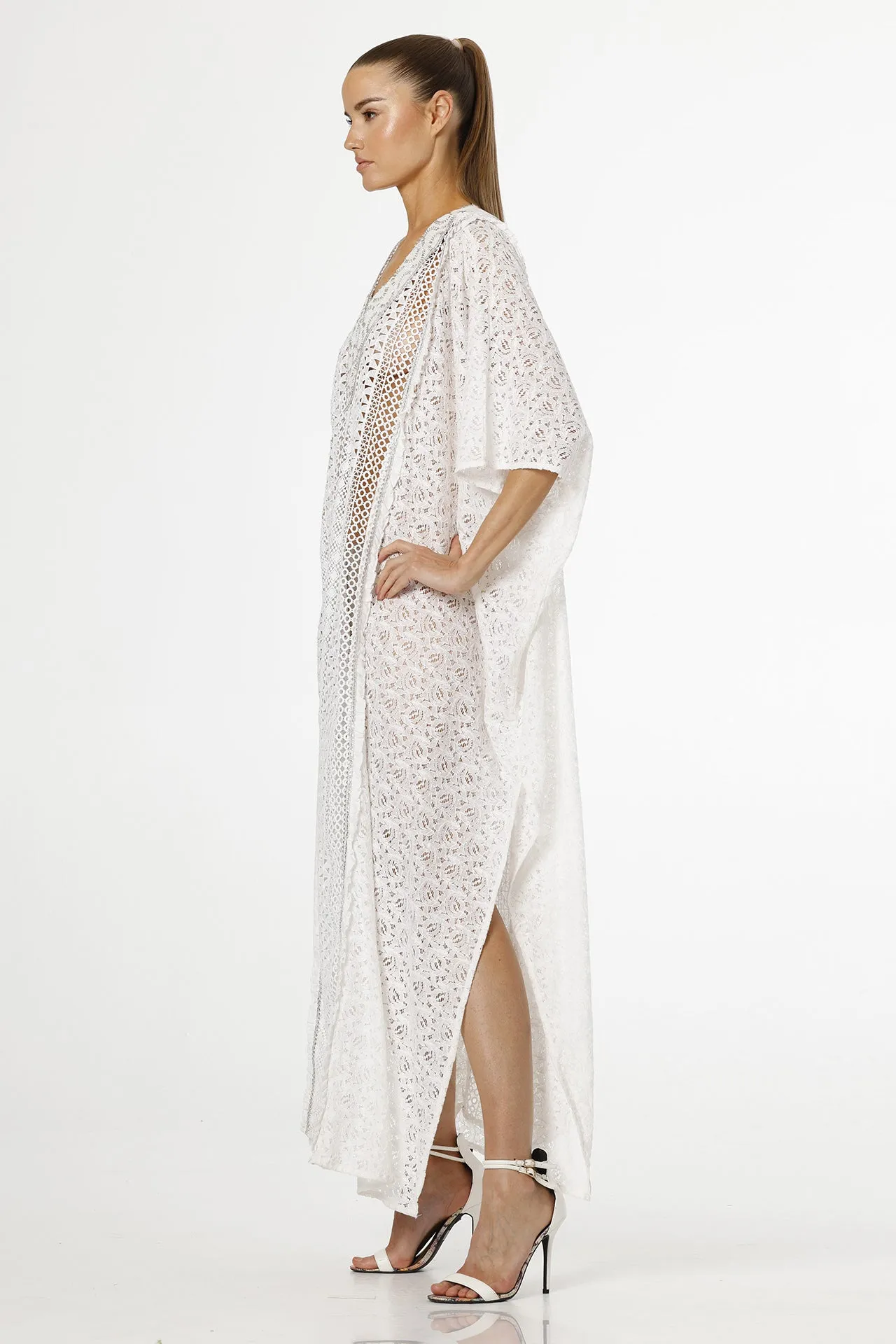 Cotton Kaftan Dress in White