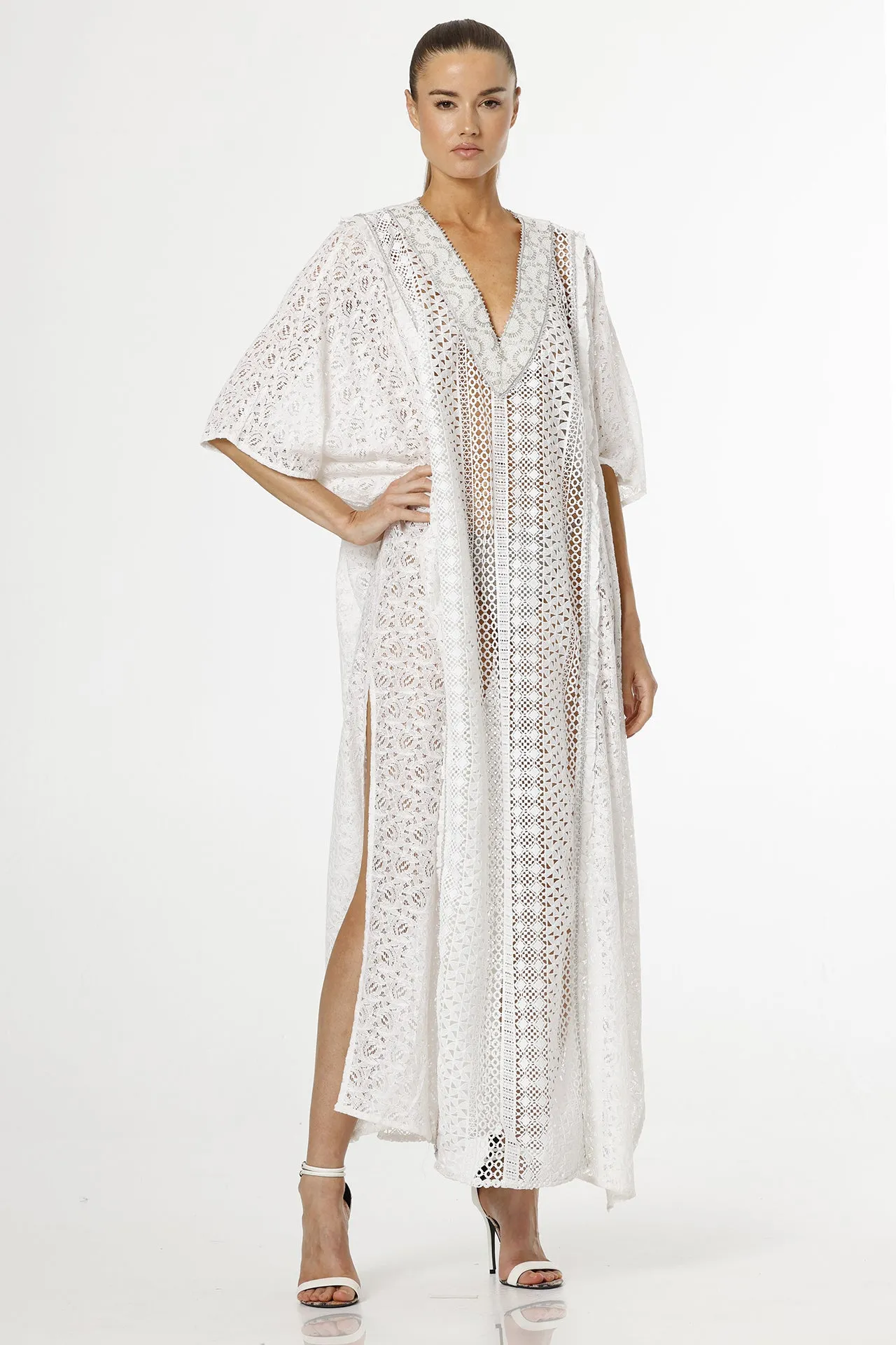 Cotton Kaftan Dress in White