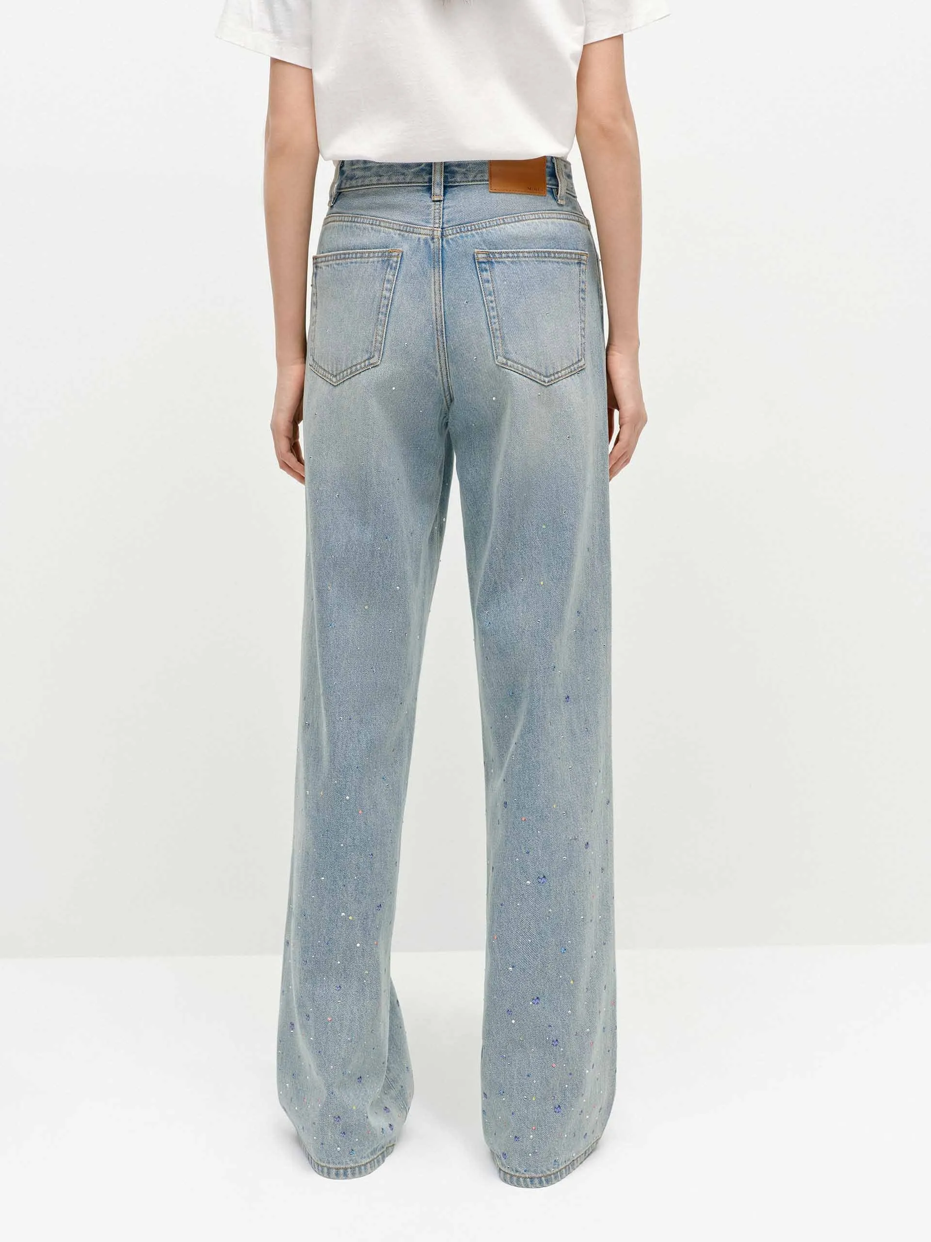 Crystal Detail Cotton Jeans