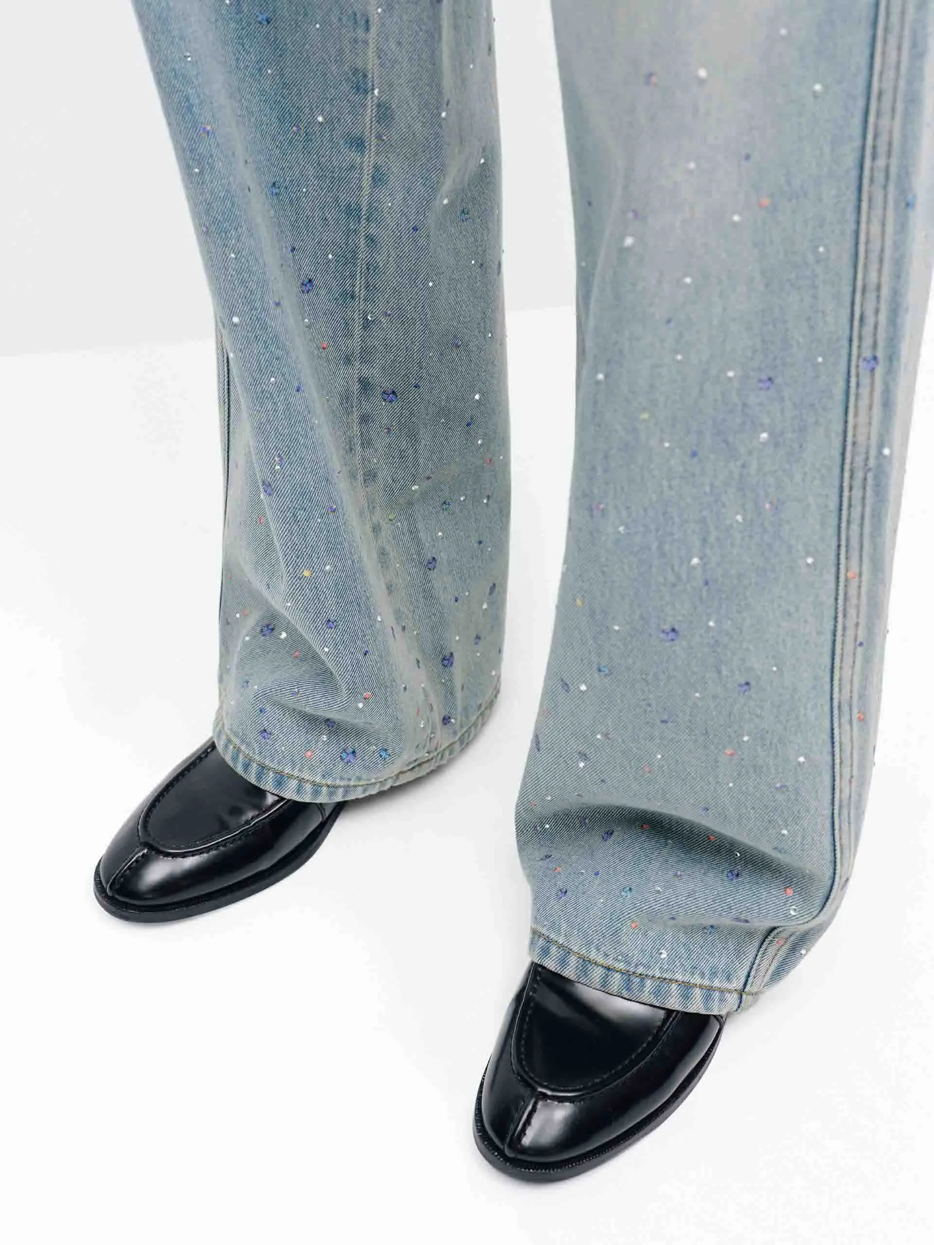 Crystal Detail Cotton Jeans