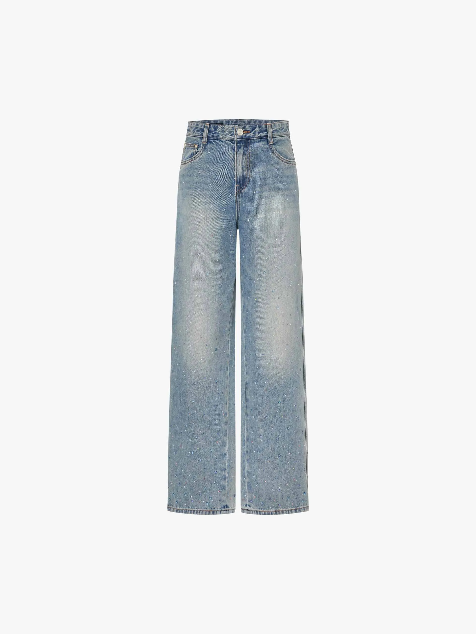 Crystal Detail Cotton Jeans