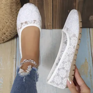 Dames Ballerina's - Bloemen Kant Slip-On Comfortabele Flats