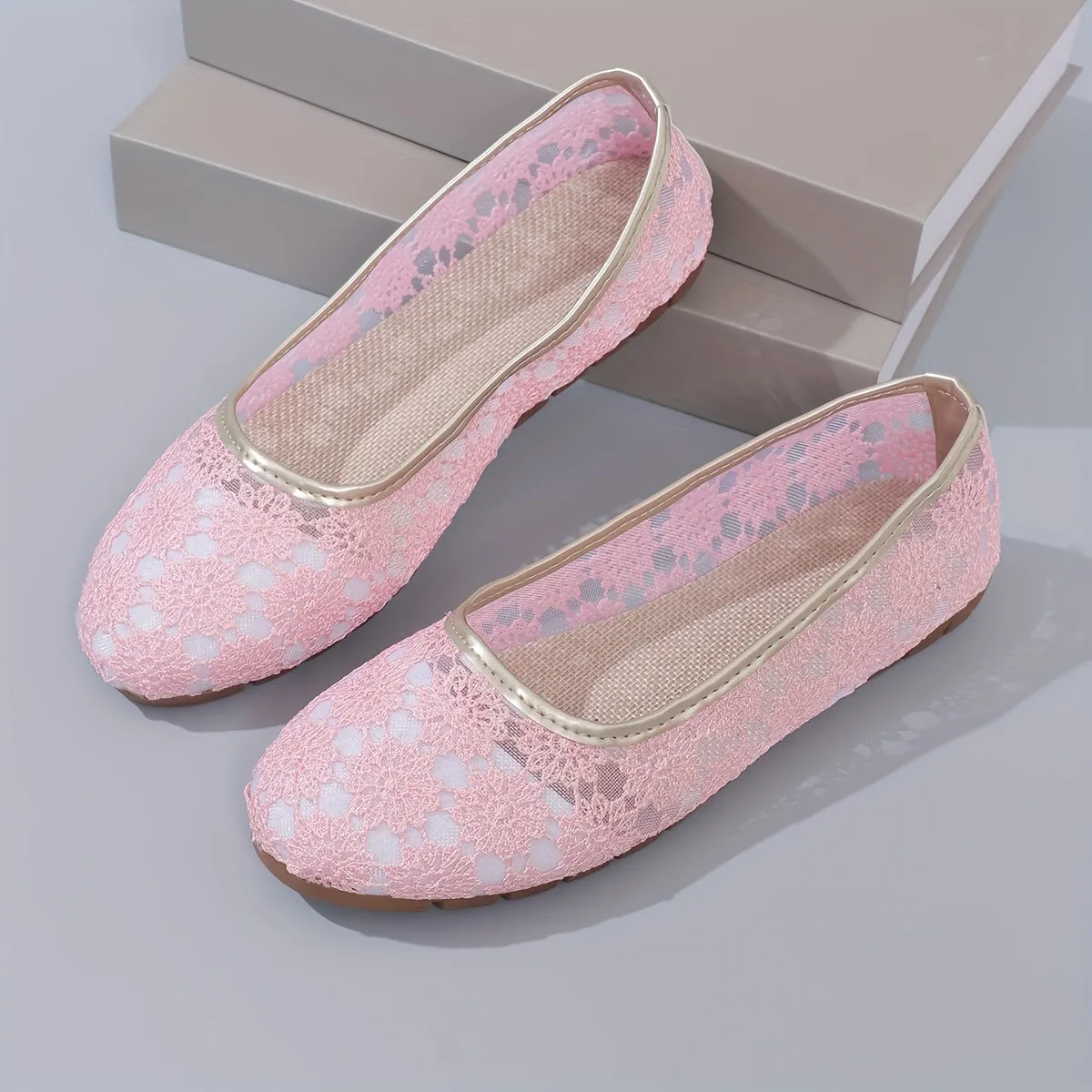 Dames Ballerina's - Bloemen Kant Slip-On Comfortabele Flats