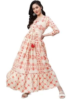 Elegant A-Line Dress with Tie-Dye Print