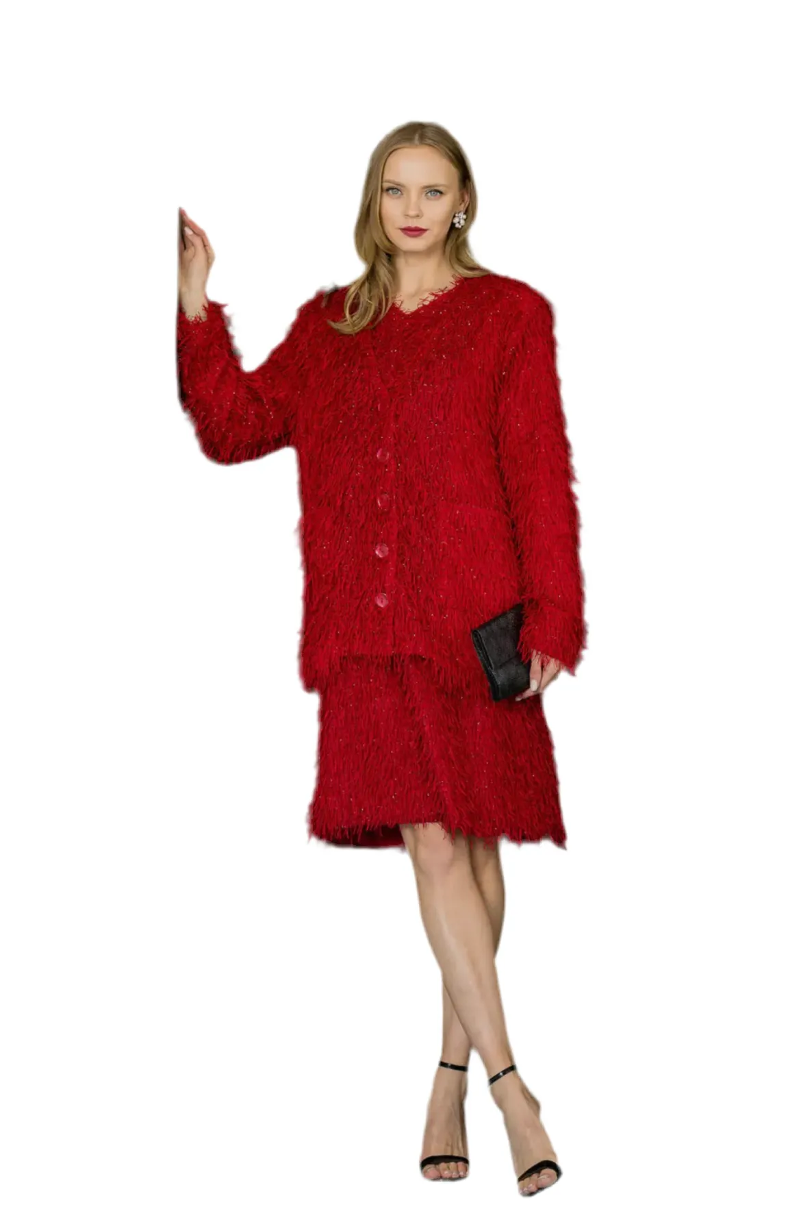 Eyelash Sparkling Feathered Jacket