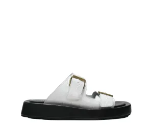 Fabio Rusconi Women’s White 2 Buckle Leather Slip On MINA