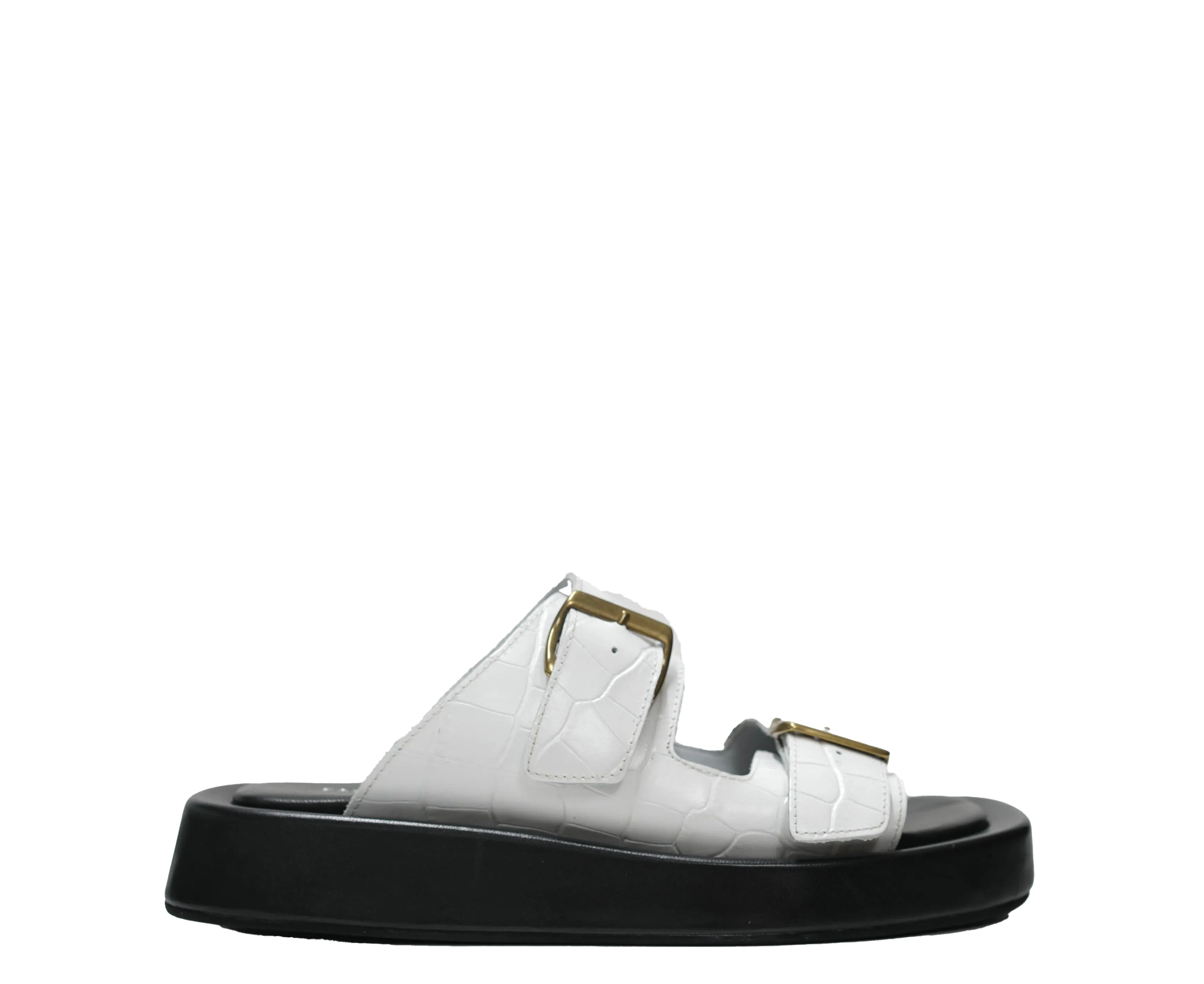 Fabio Rusconi Women’s White 2 Buckle Leather Slip On MINA