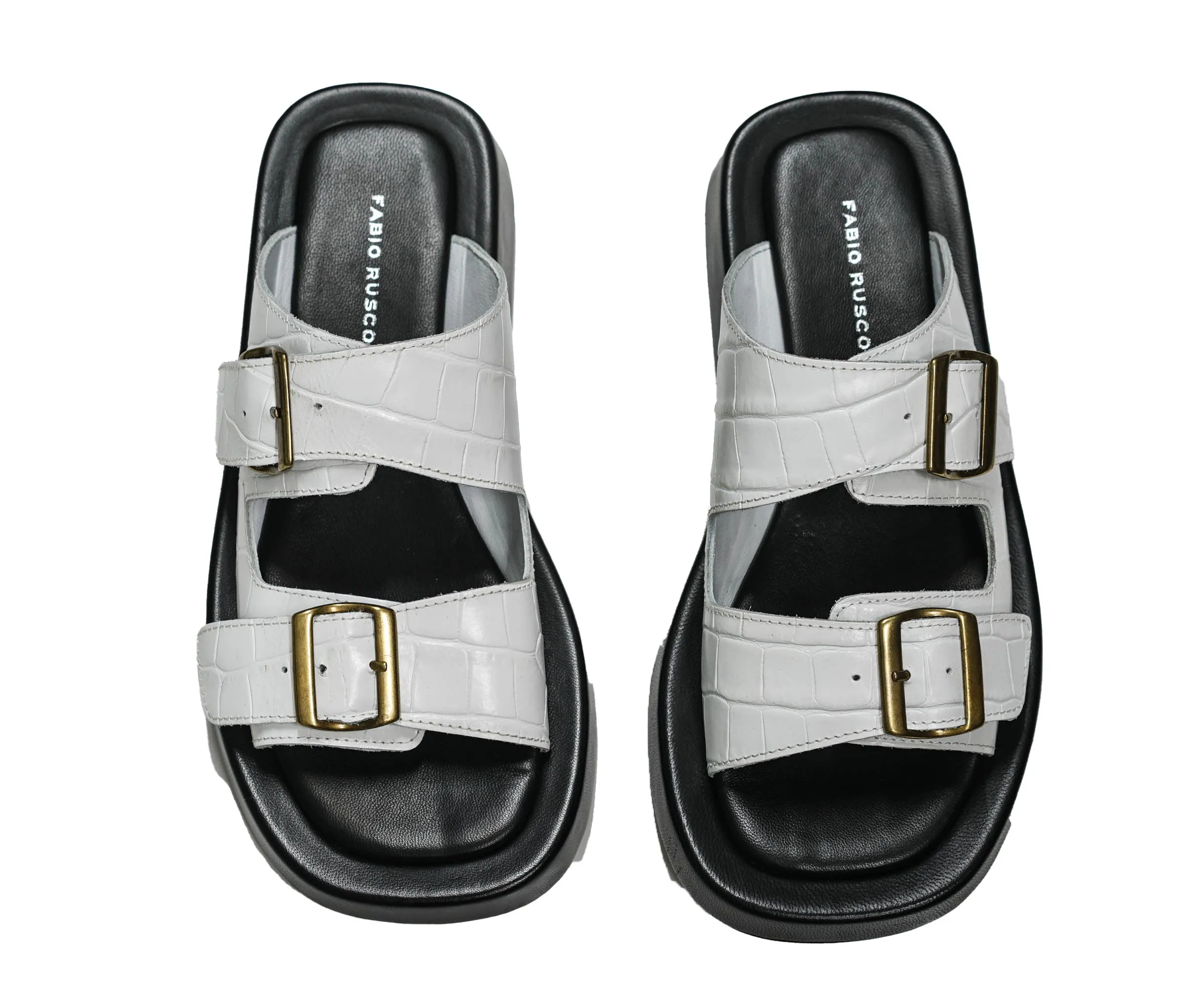 Fabio Rusconi Women’s White 2 Buckle Leather Slip On MINA