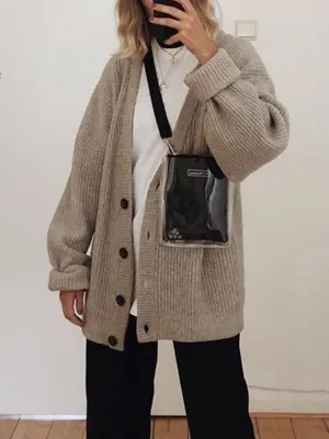 Fashion Casual Solid Color Long Sleeve Sweater Cardigan