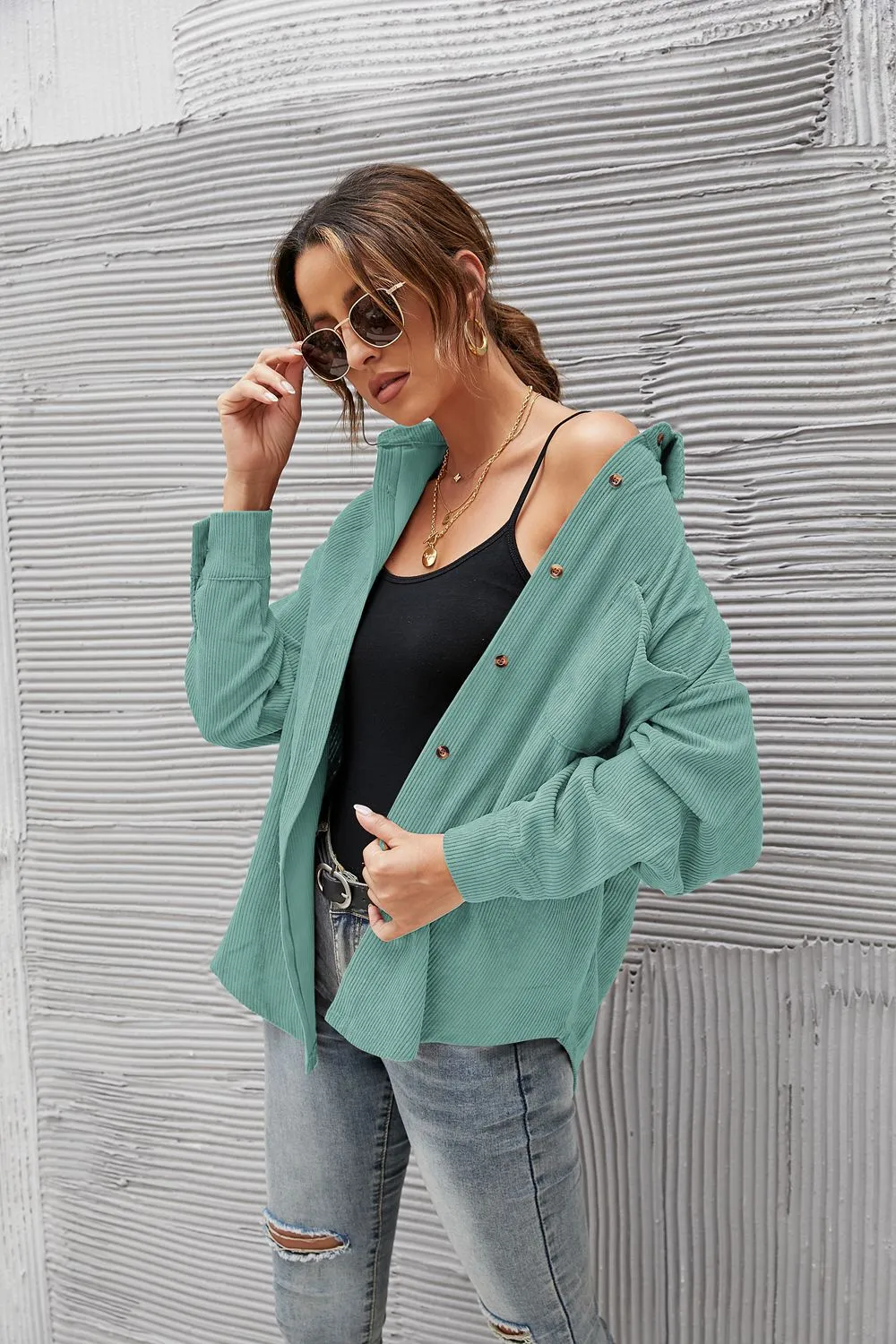 Fashion Loose Lapel Pocket Shirt