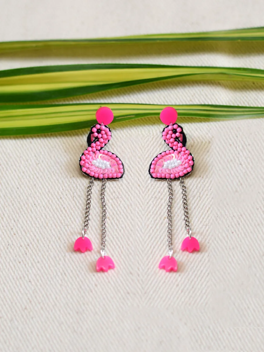 Flamingo Bead Earrings