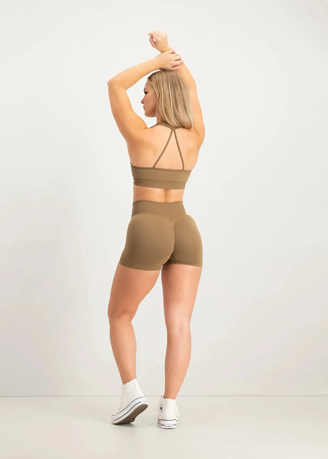 Flare Scrunch Shorts - Brown