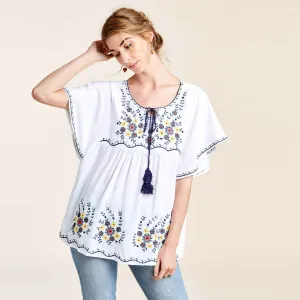 Floral Embroidered Kimono Top