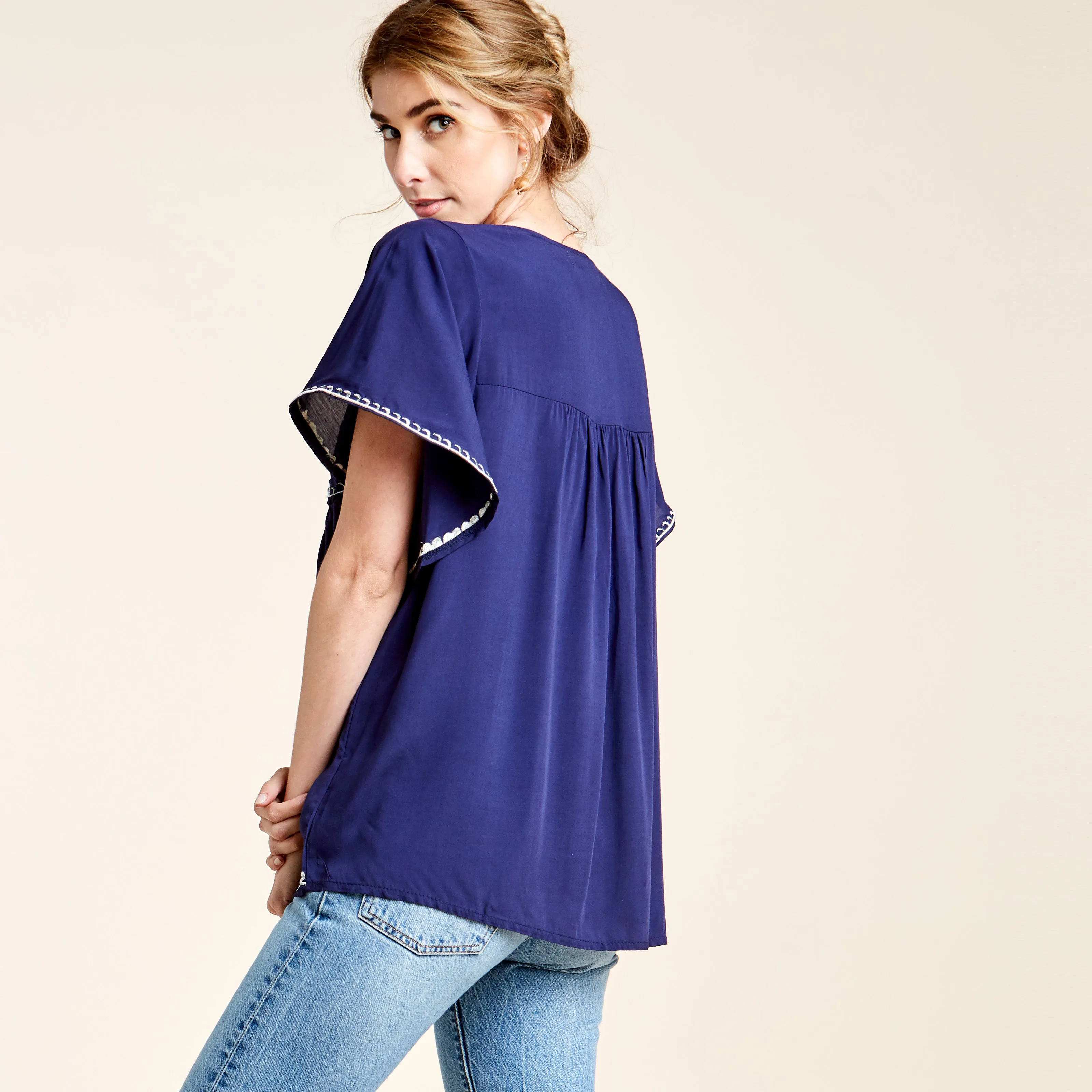Floral Embroidered Kimono Top