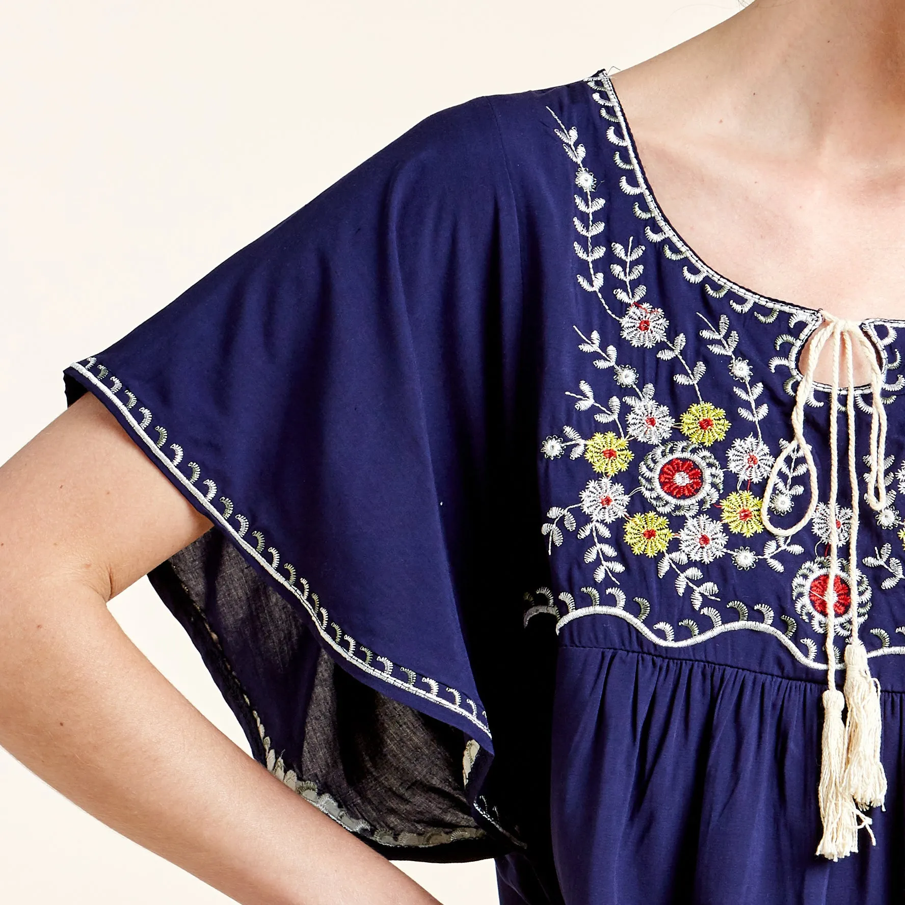 Floral Embroidered Kimono Top
