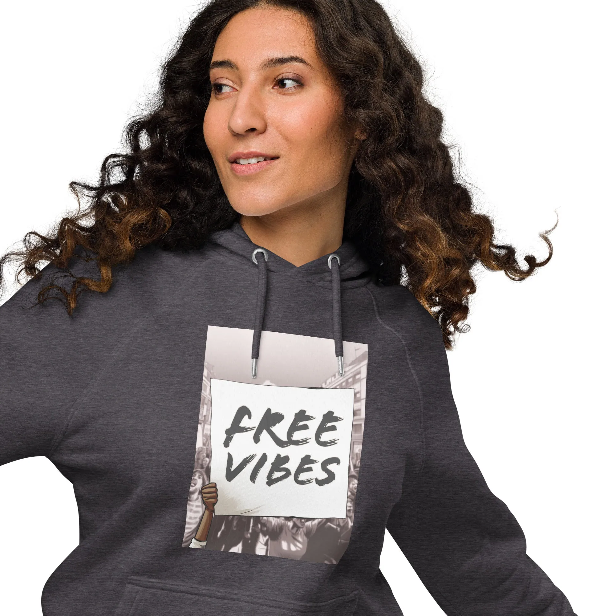 Free Vibes Protest Unisex eco raglan hoodie
