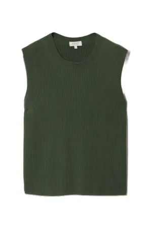 Green Cotton Blend Crew Tank