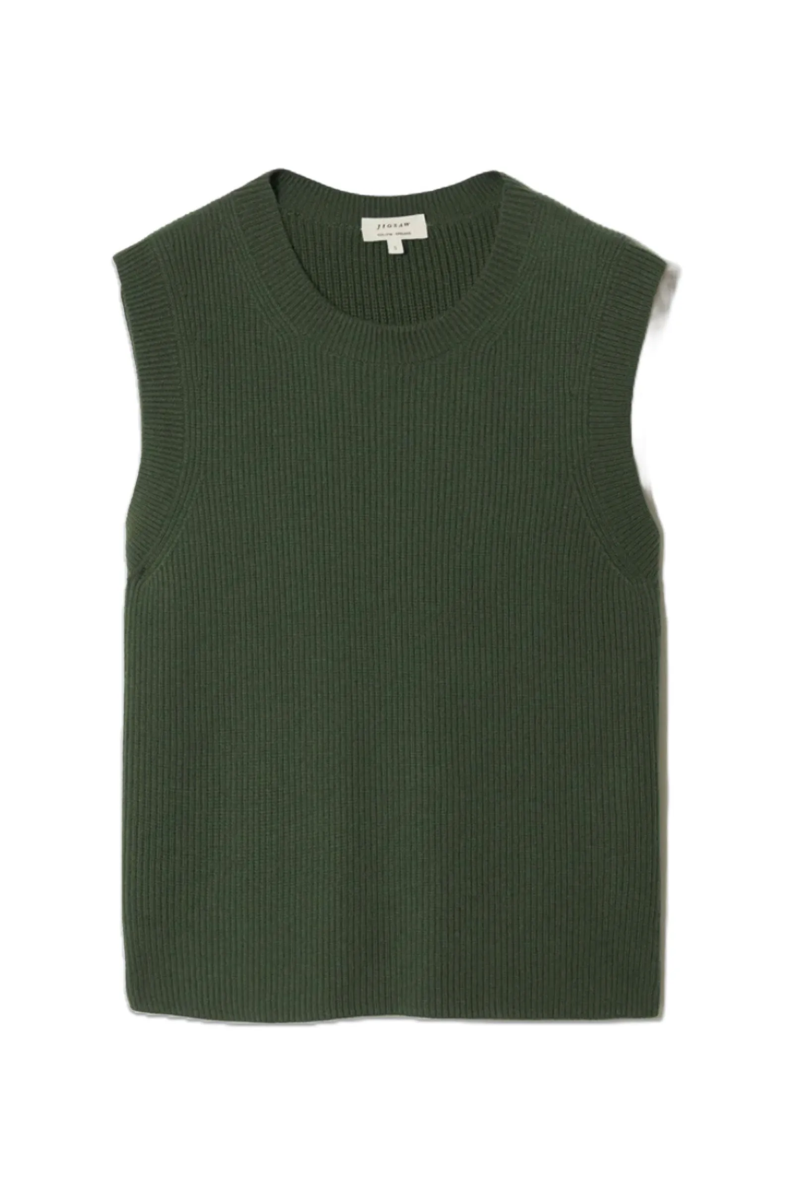 Green Cotton Blend Crew Tank
