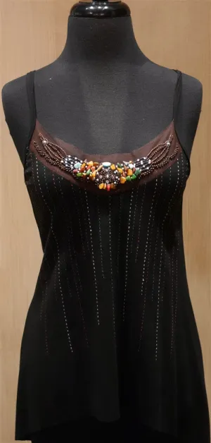 Harkham Black Multi-Colored Beaded Jersey Tank Top