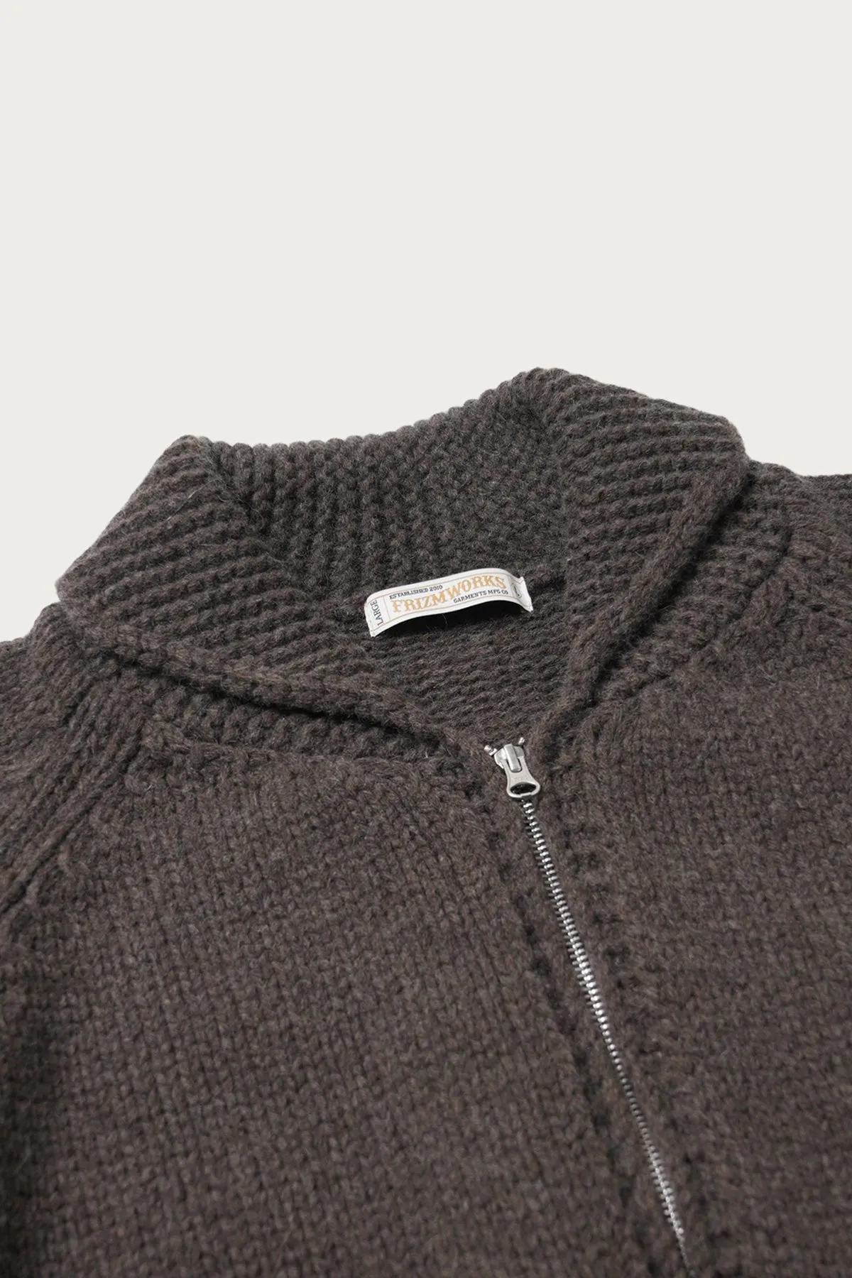 Heavy Cowichan Zipup Cardigan - Sephia
