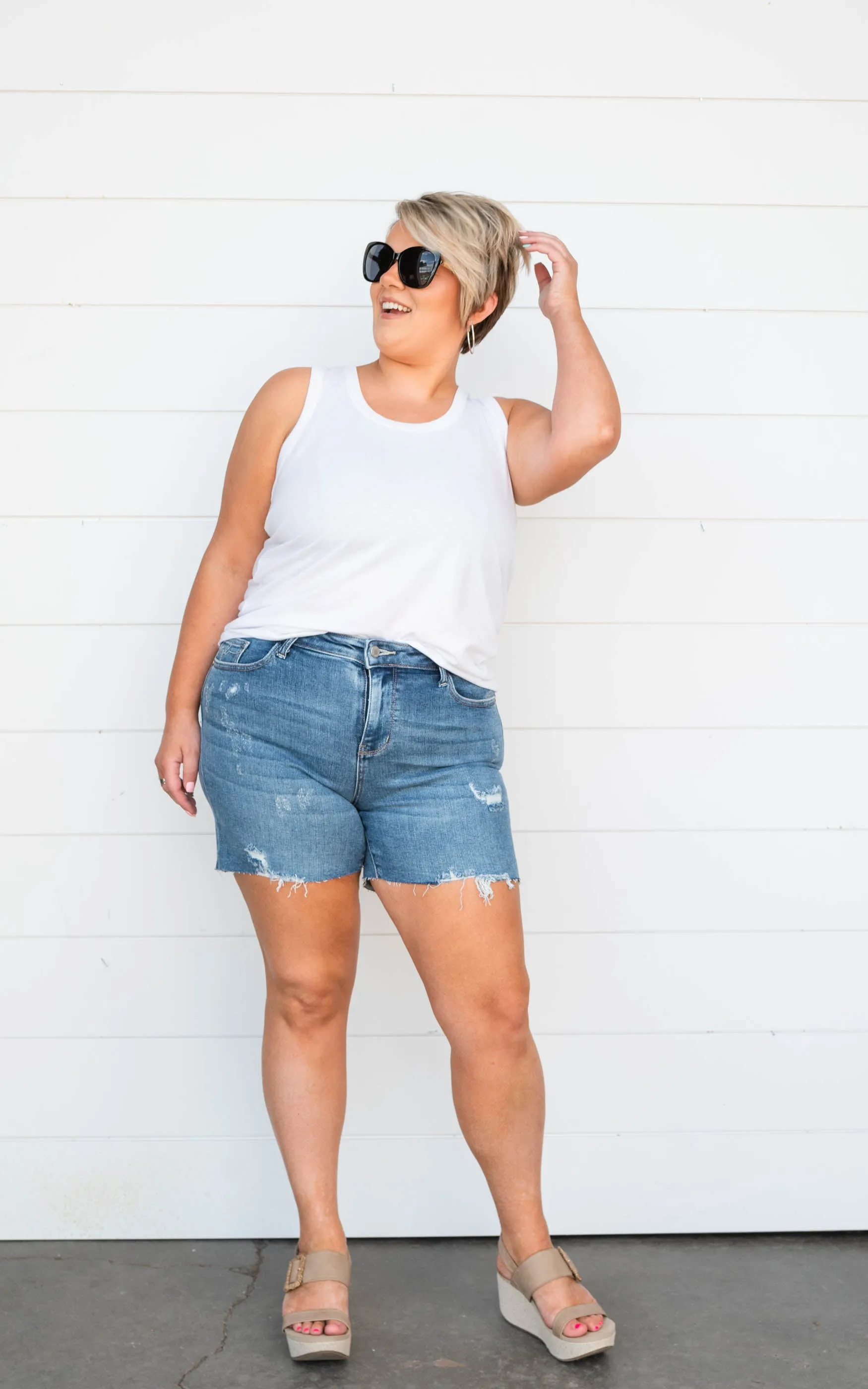 Hi-Waist Cutoff Denim Shorts - Judy Blue - Final Sale*
